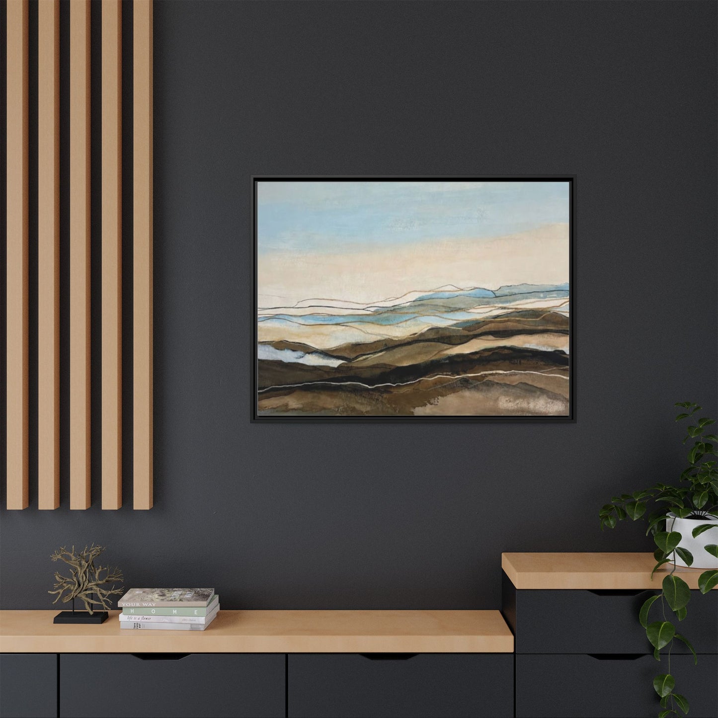 Framed Matte Canvas Print — Abstract Coastal Landscape Wall Art