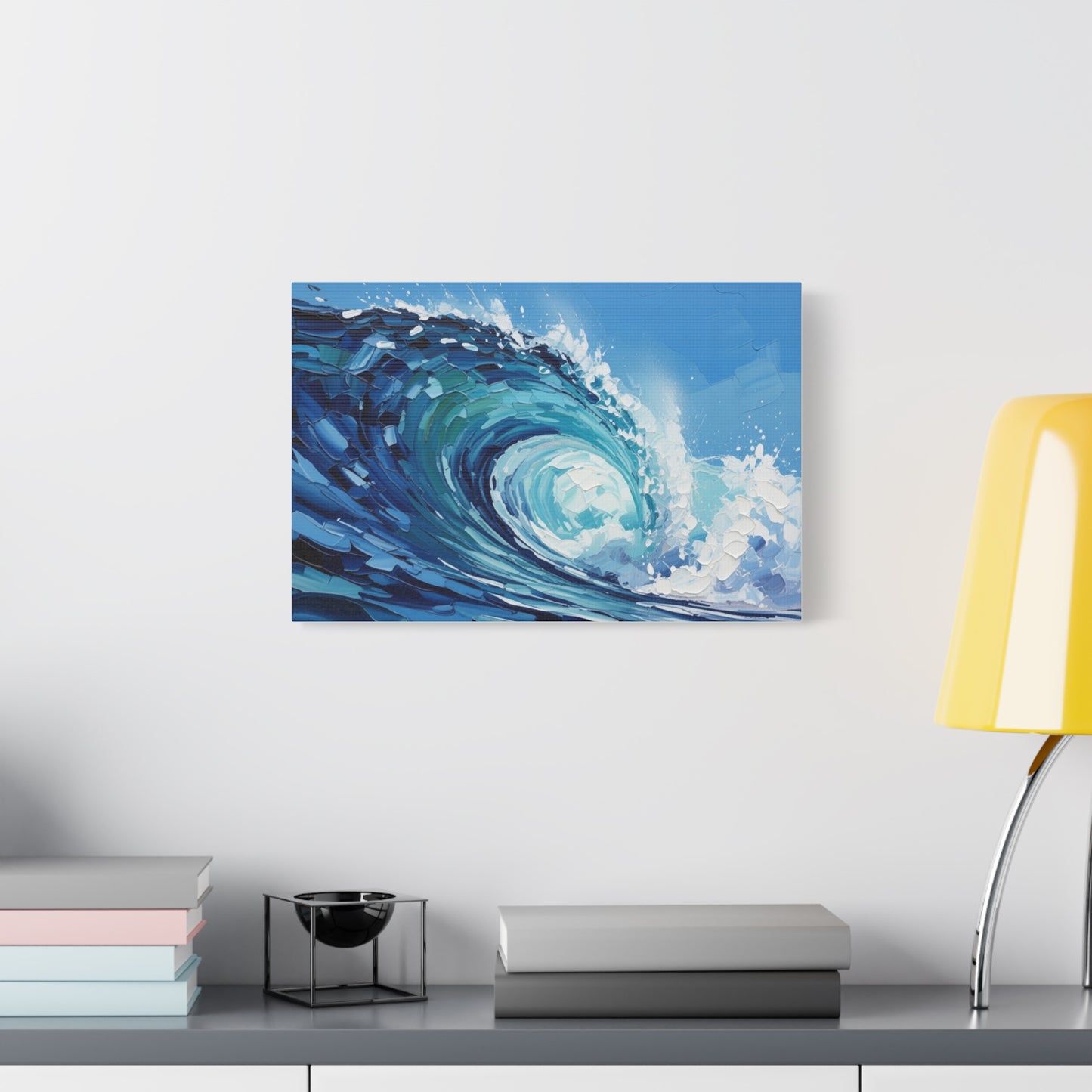 Ocean Wave Matte Canvas Wall Art — Blue Surf Wave Painting, Stretched 1.25"