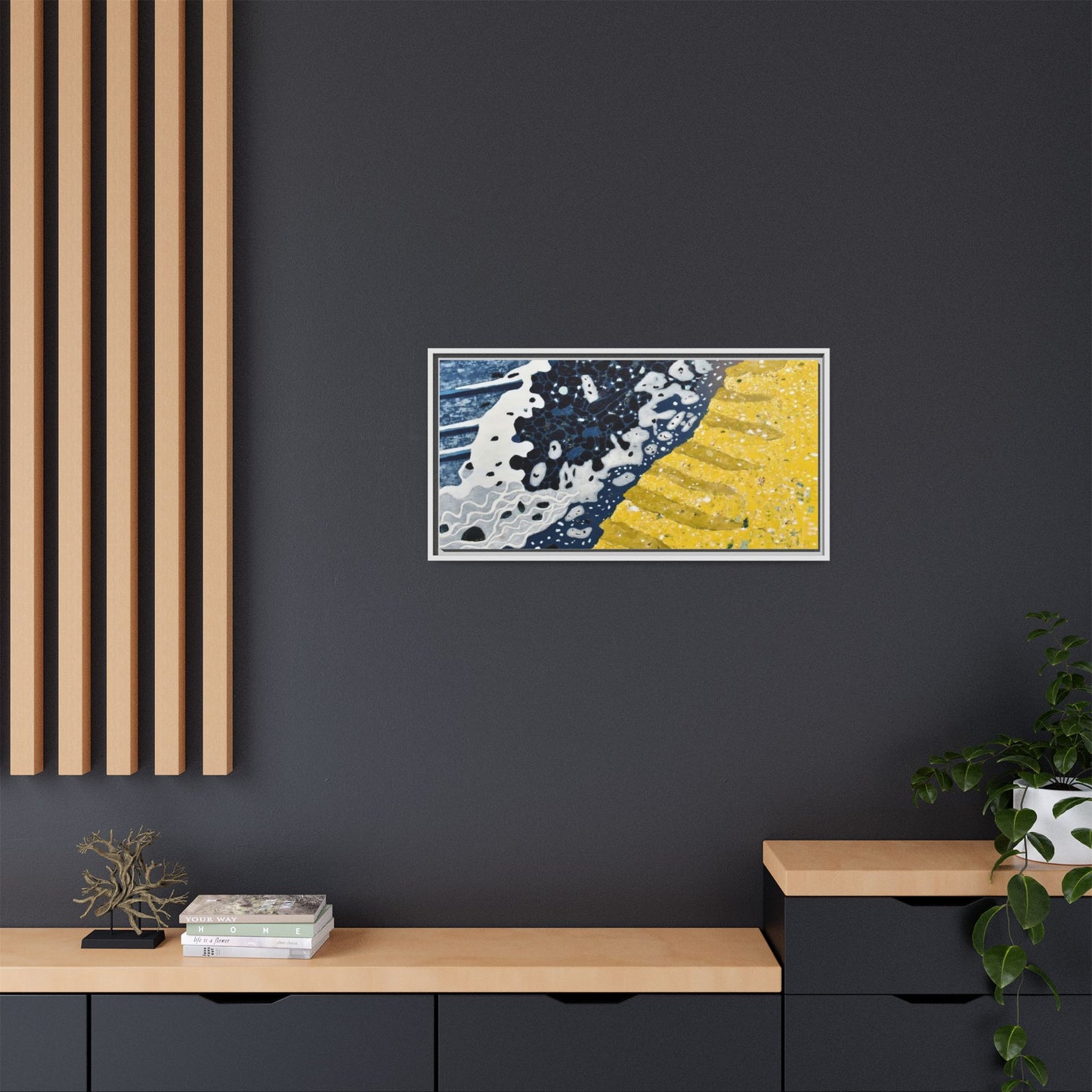 Framed Abstract Ocean & Sand Matte Canvas Print