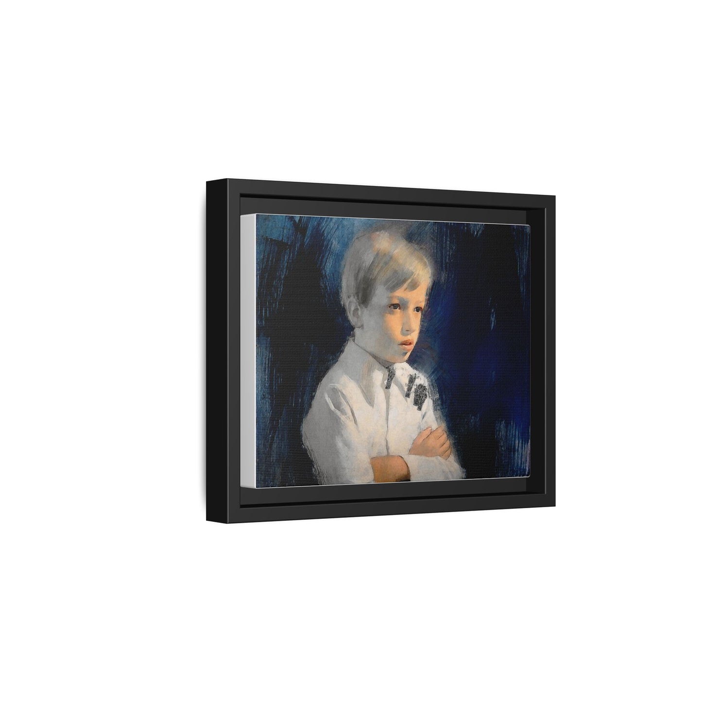 Painting of boy by Unknown Artist Framed Matte Canvas Wall Art Print