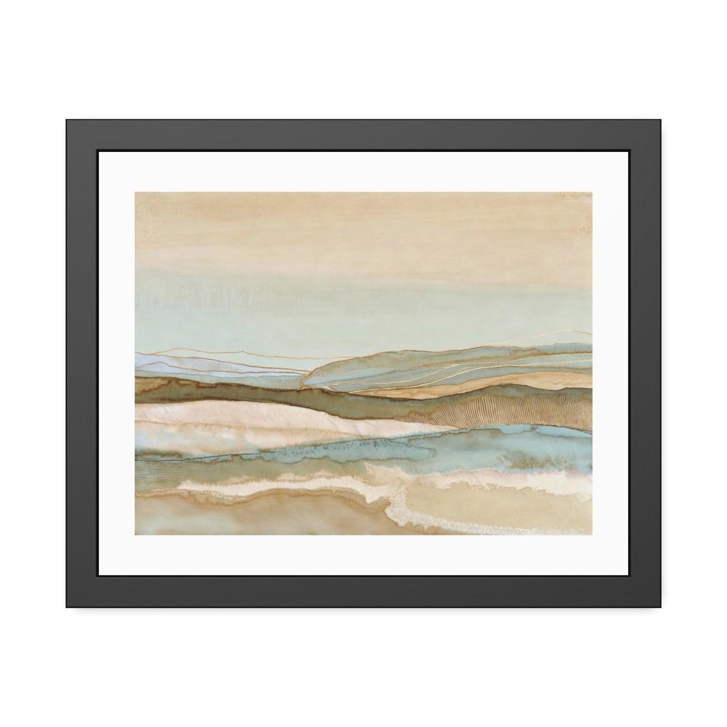 Framed Abstract Landscape Poster — Coastal Watercolor Wall Art