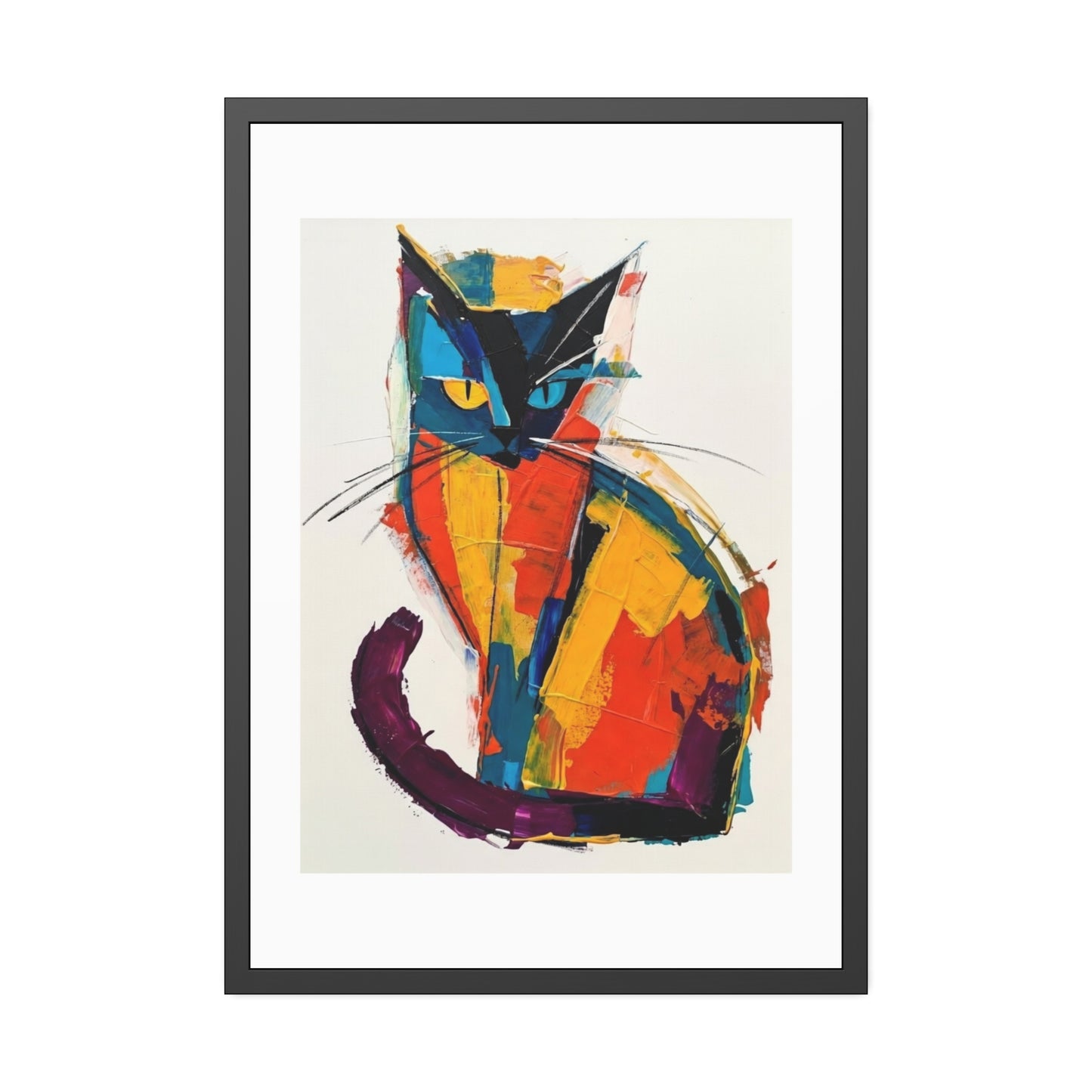 Colorful Abstract Cat Framed Poster
