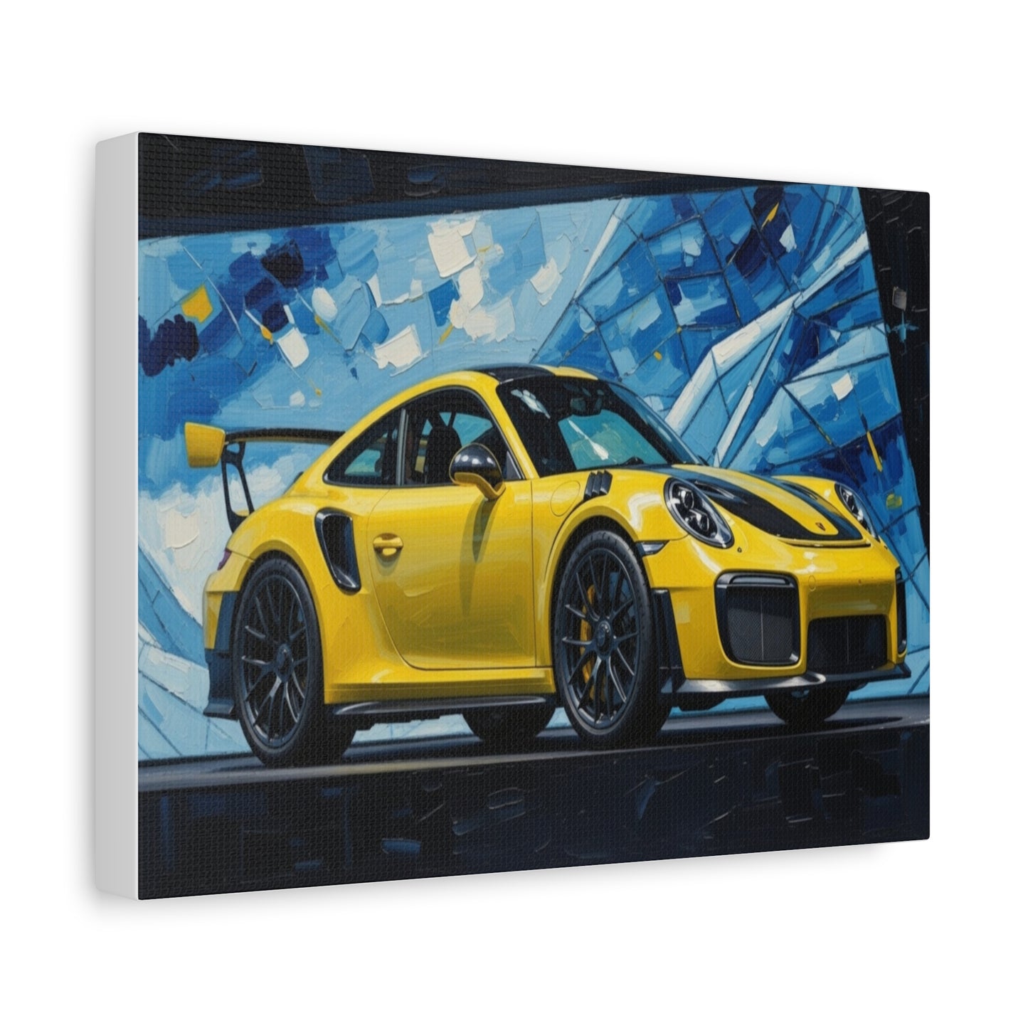 Yellow Porsche Sports Car Canvas Print — Modern Automotive Wall Art