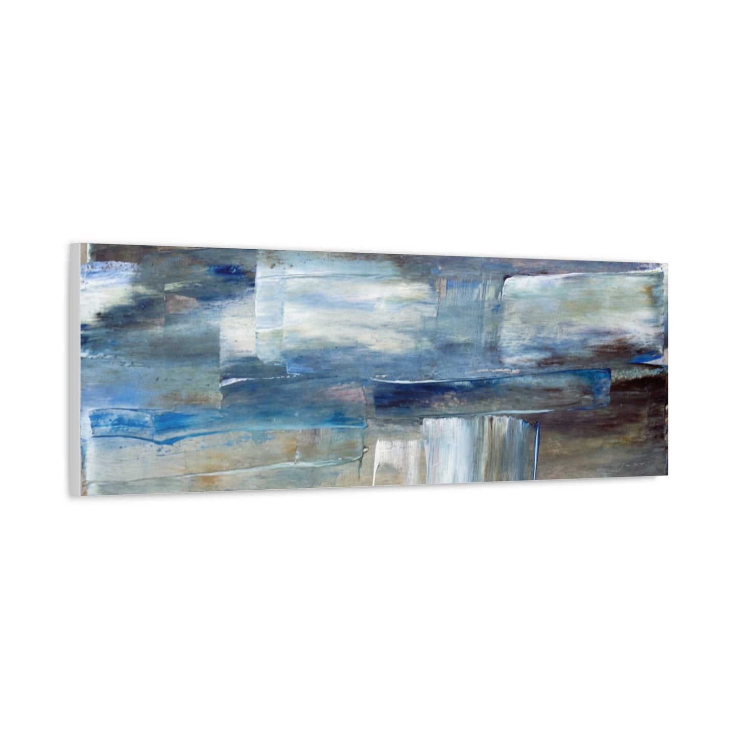 Abstract Blue Waterfall Matte Canvas Wall Art, Stretched 1.25"