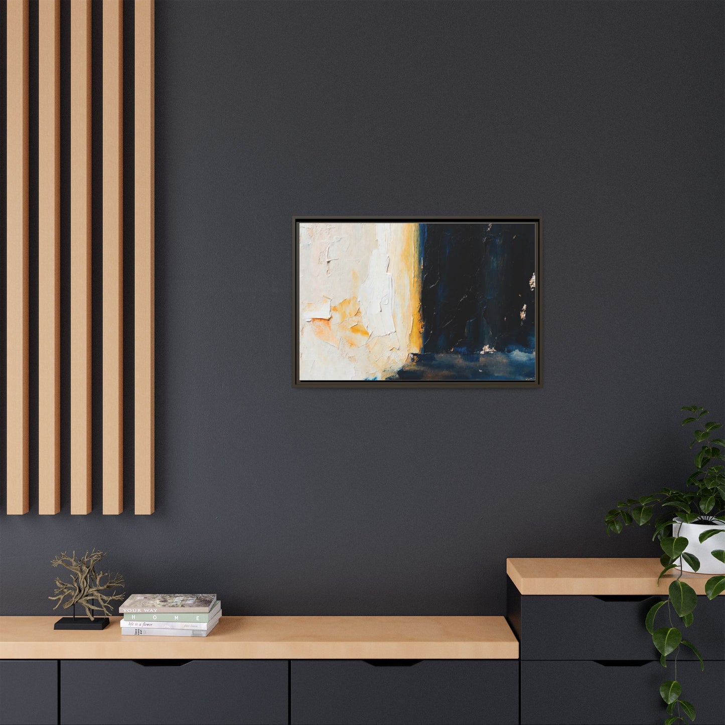 Abstract Coastal Texture Framed Canvas Art — Matte Multi-Color Wall Print