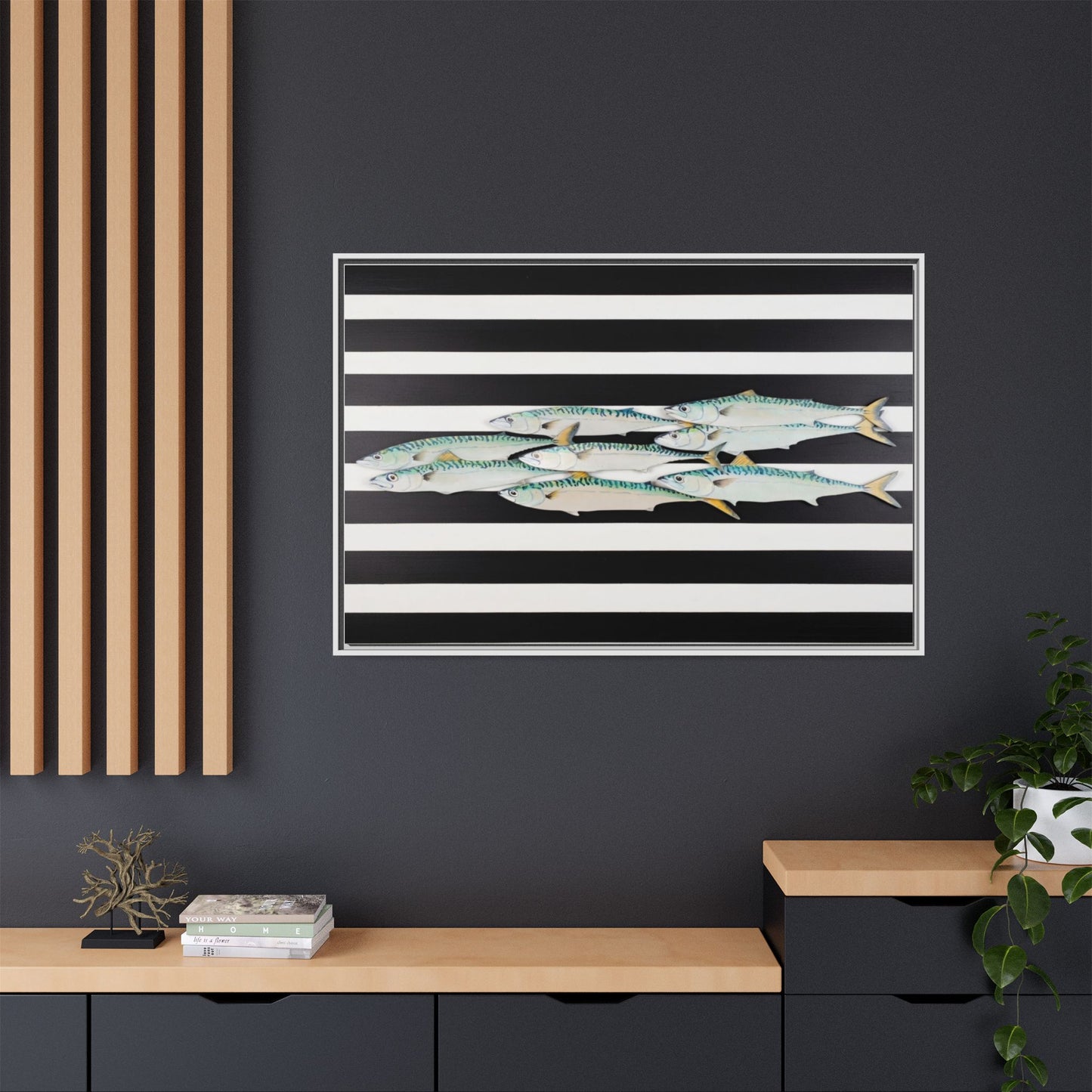 Striped Mackerel Canvas Print — Framed Matte Fish Wall Art