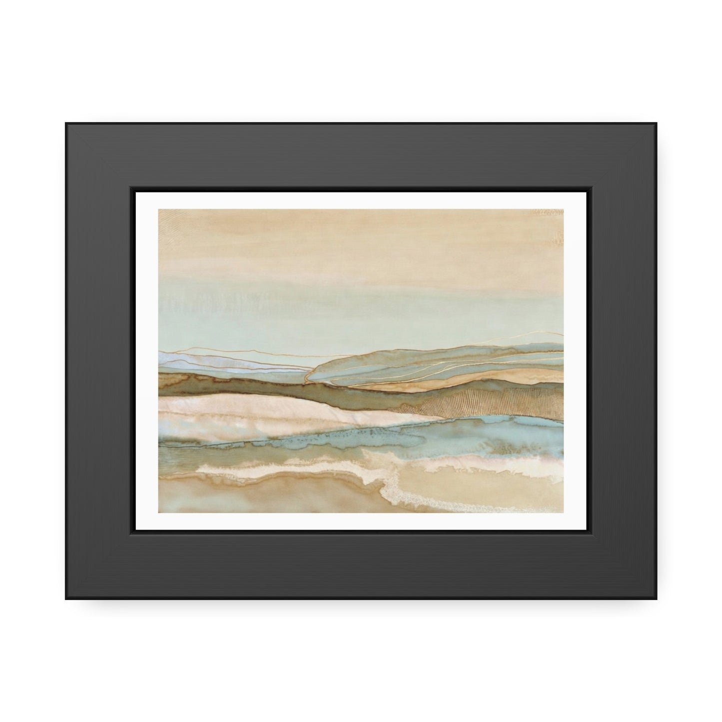 Framed Abstract Landscape Poster — Coastal Watercolor Wall Art