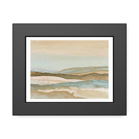 Framed Abstract Landscape Poster — Coastal Watercolor Wall Art
