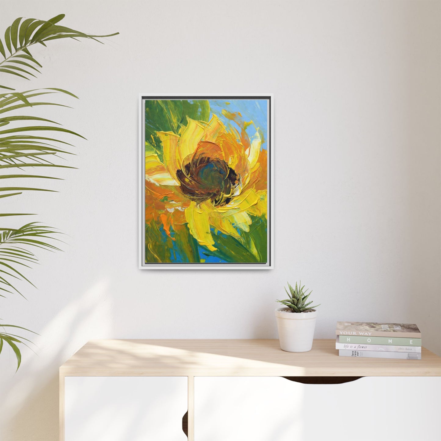 Framed Sunflower Abstract Matte Canvas Print