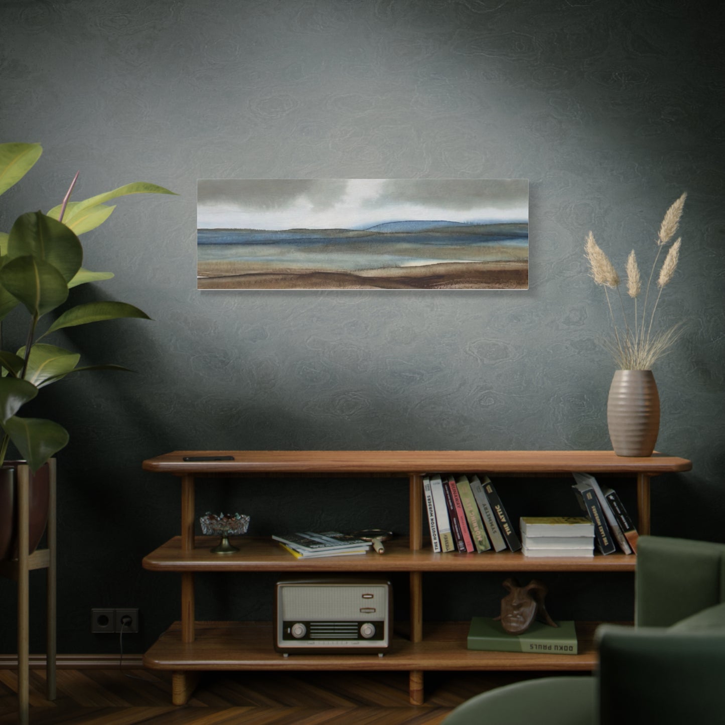 Coastal Mist Matte Canvas Print — Serene Blue-Brown Landscape Wall Art