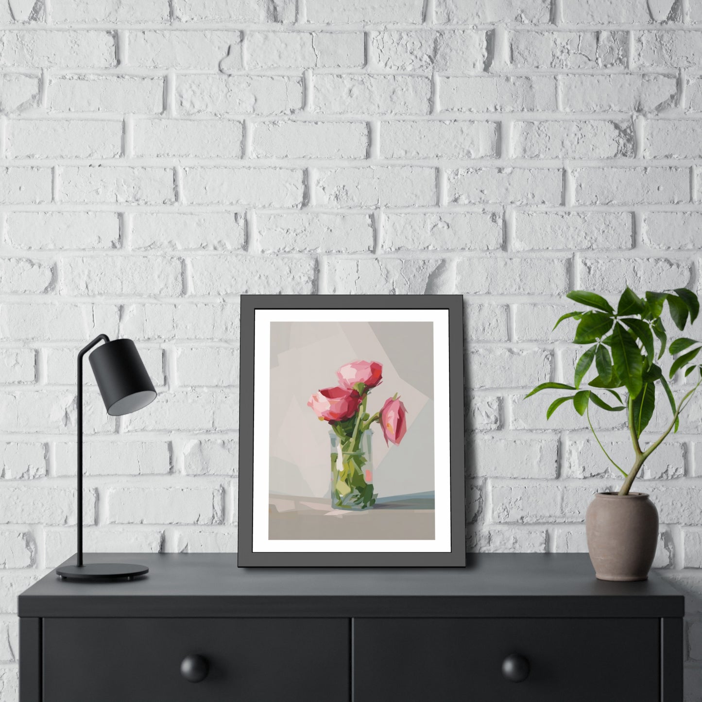 Framed Poster — Pink Peonies Vase Wall Art Print