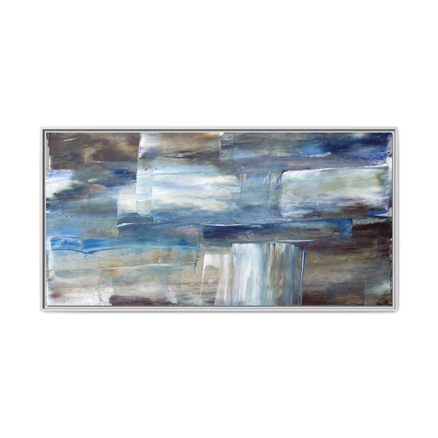 Abstract Blue Coastal Matte Canvas Framed Wall Art