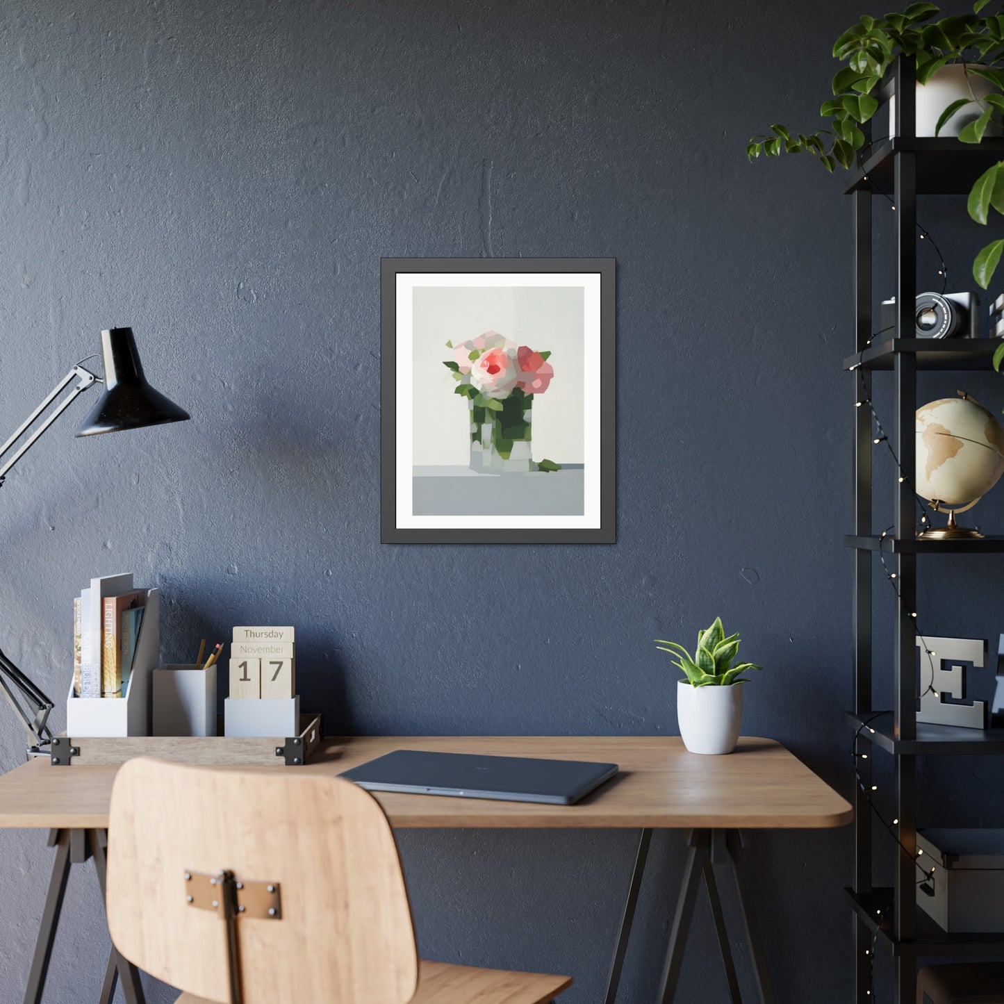 Framed Floral Poster — Modern Abstract Peony Art Print