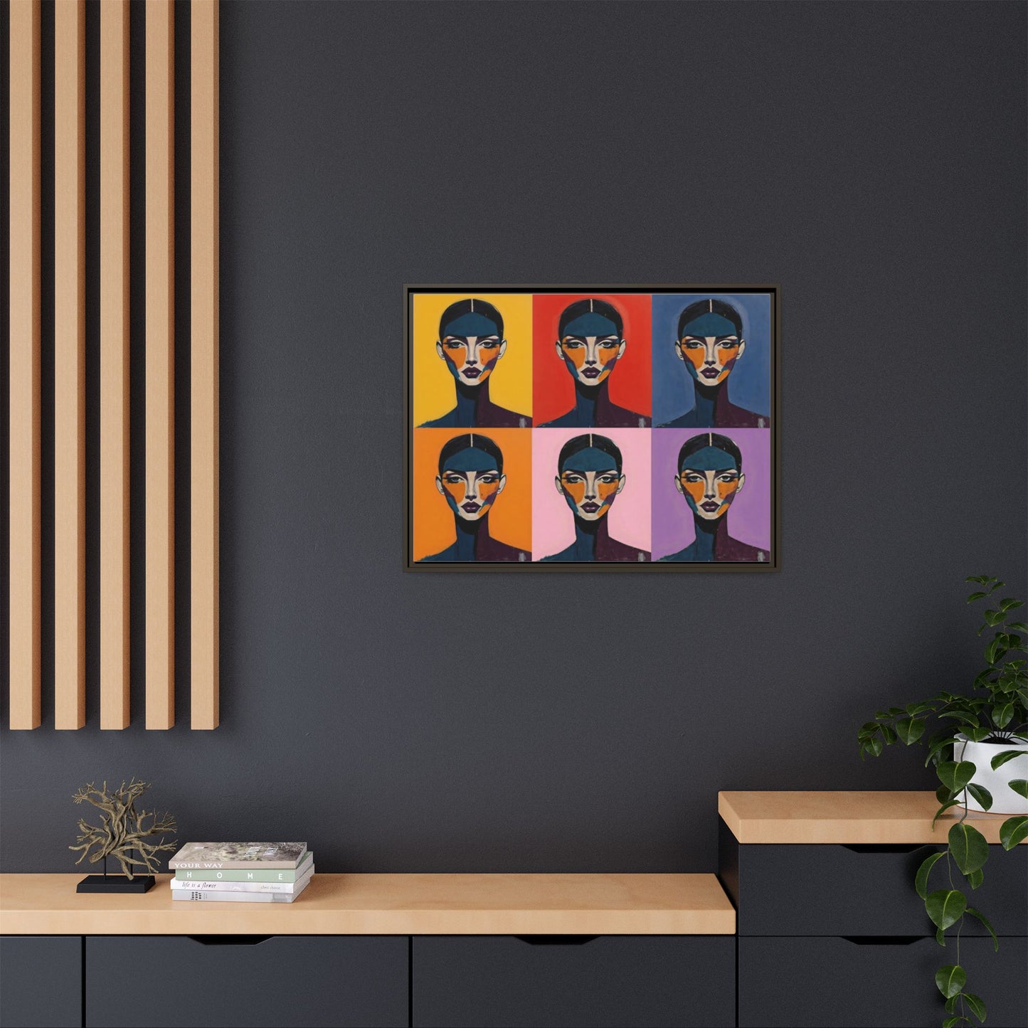 Pop Art Portrait Matte Canvas — Framed Multi-Color Wall Art