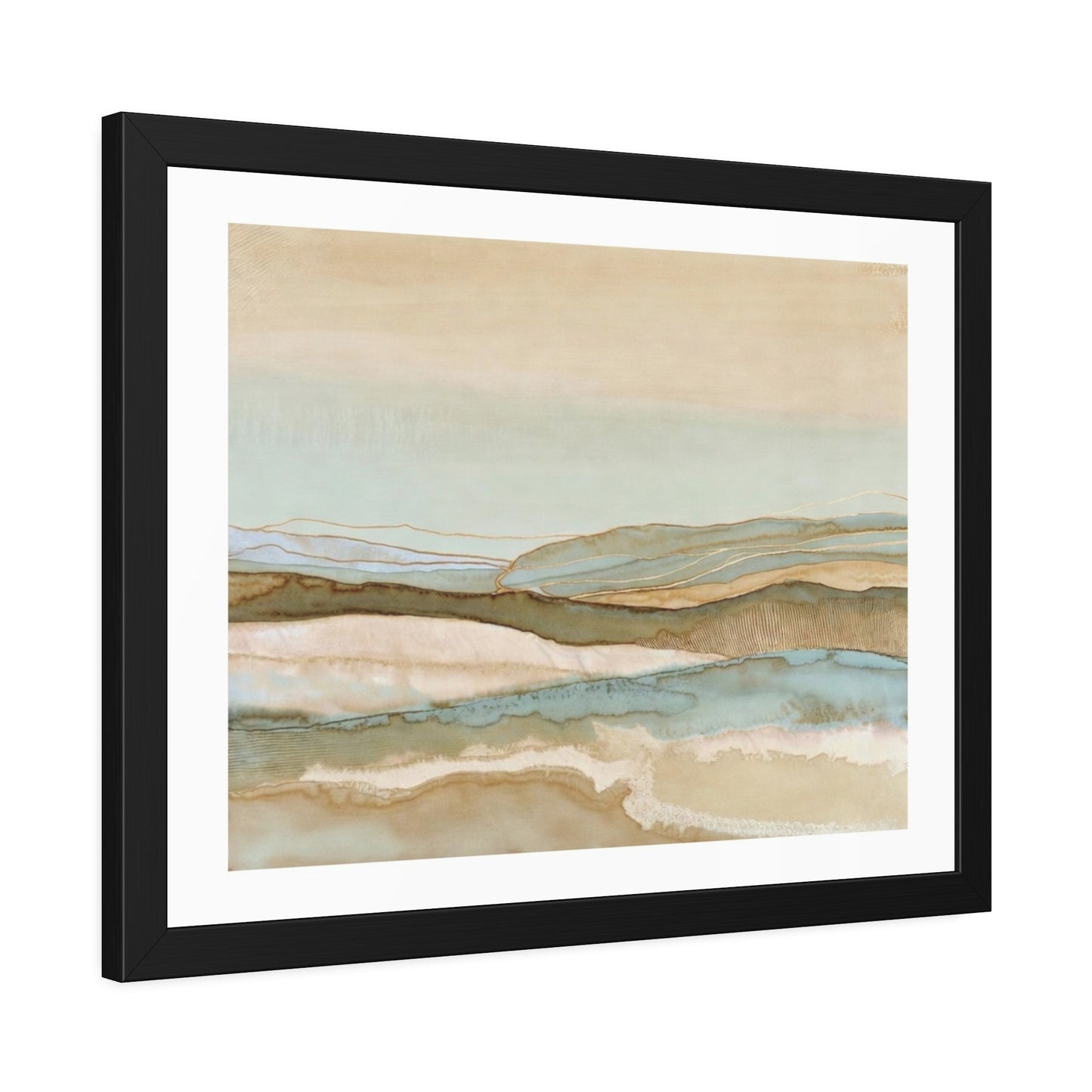 Framed Abstract Landscape Poster — Coastal Watercolor Wall Art