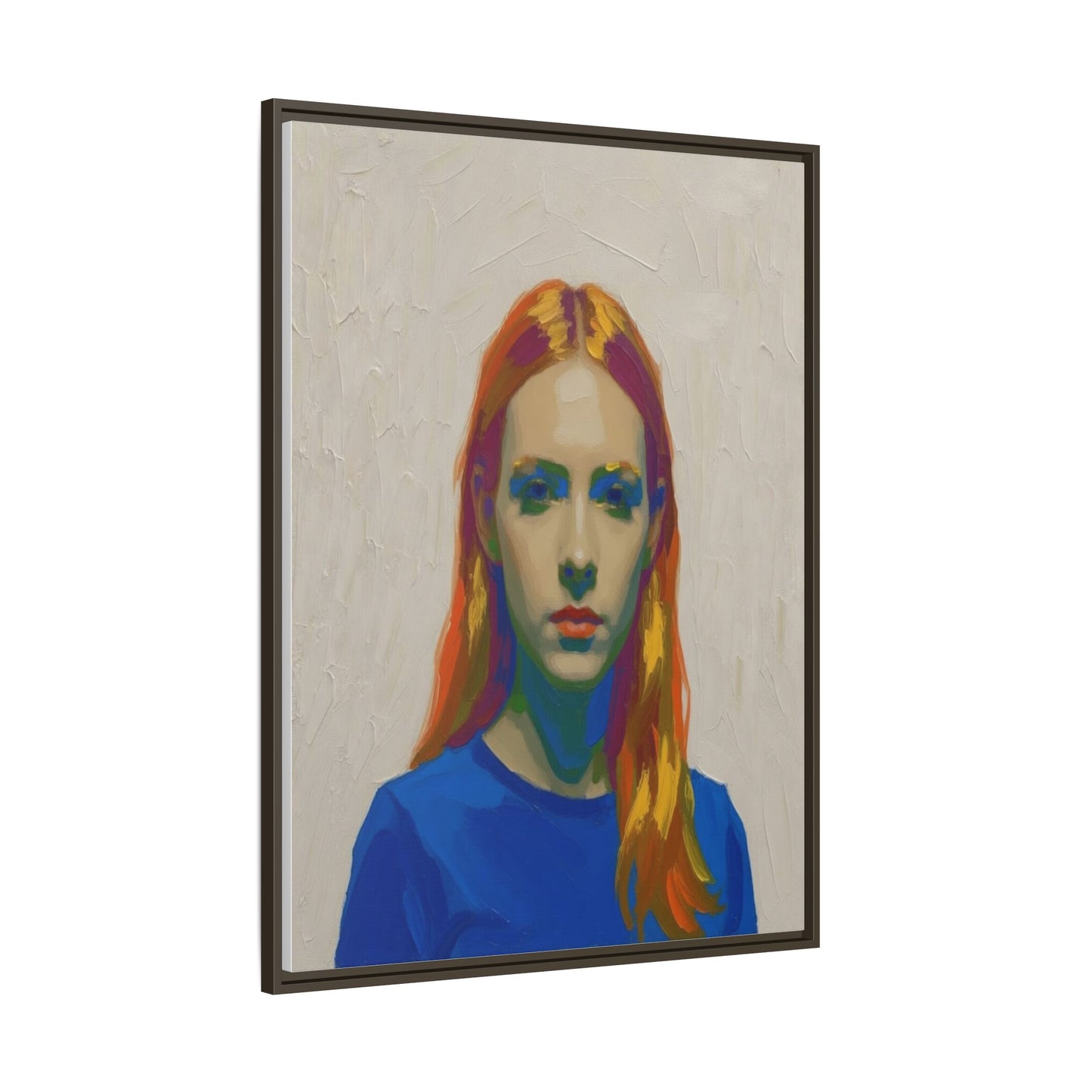 Framed Matte Canvas Portrait — Vibrant Multi‑Color Girl Art Print