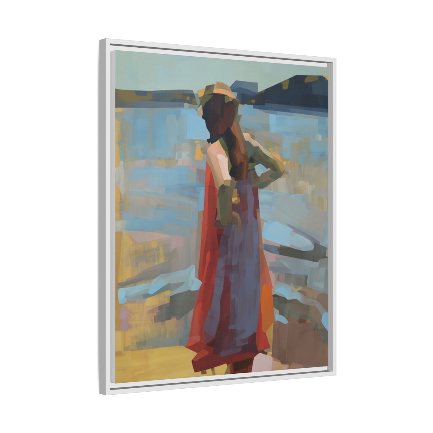 Framed Matte Canvas Print — Coastal Woman Abstract Art