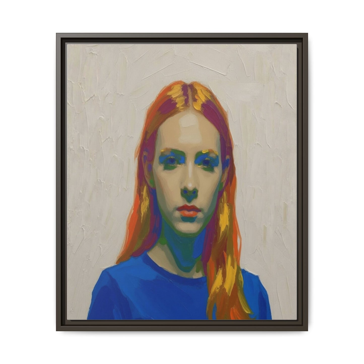 Framed Matte Canvas Portrait — Vibrant Multi‑Color Girl Art Print