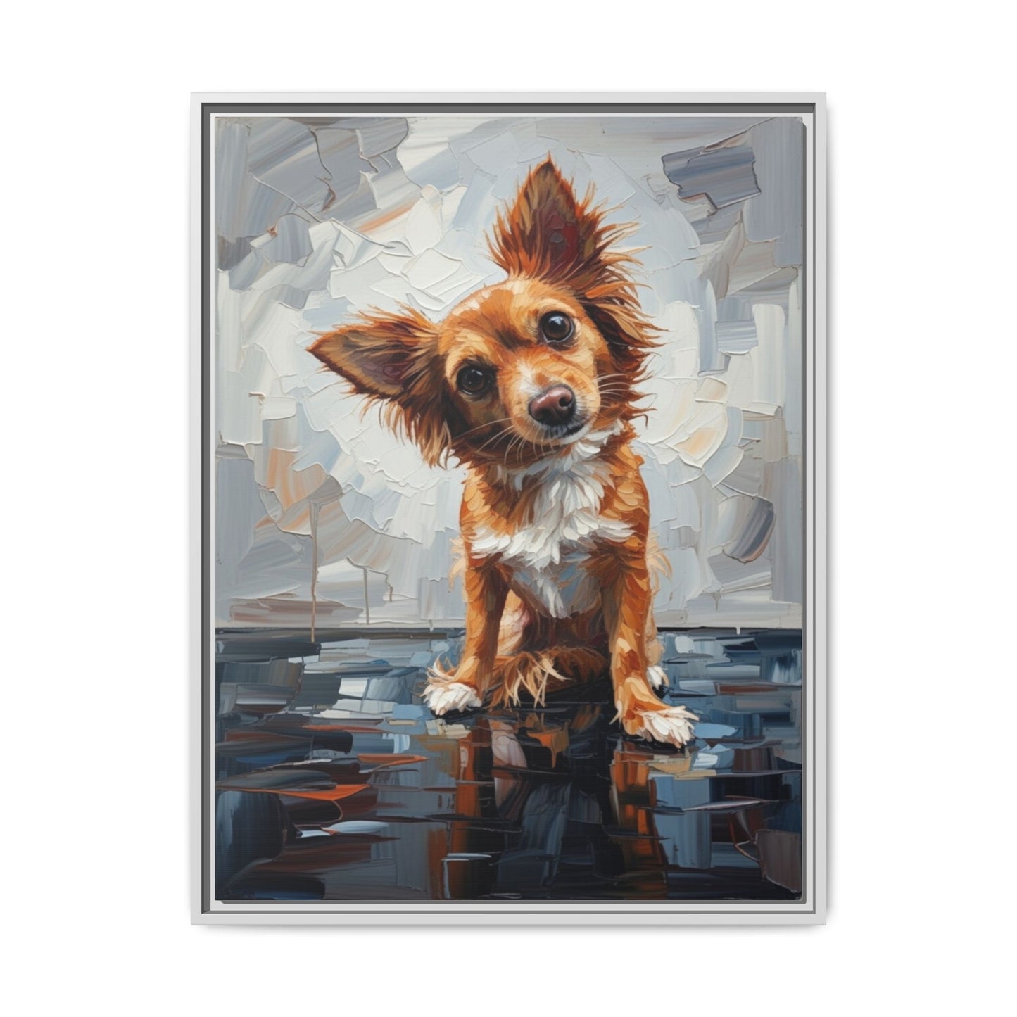 Framed Matte Canvas Print — Playful Brown Dog Portrait