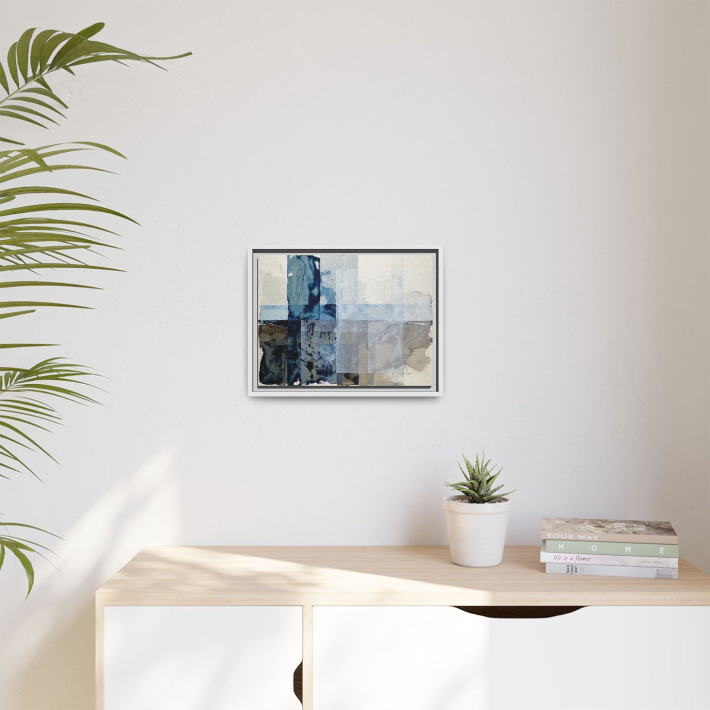 Abstract Coastal Blue Framed Canvas Art
