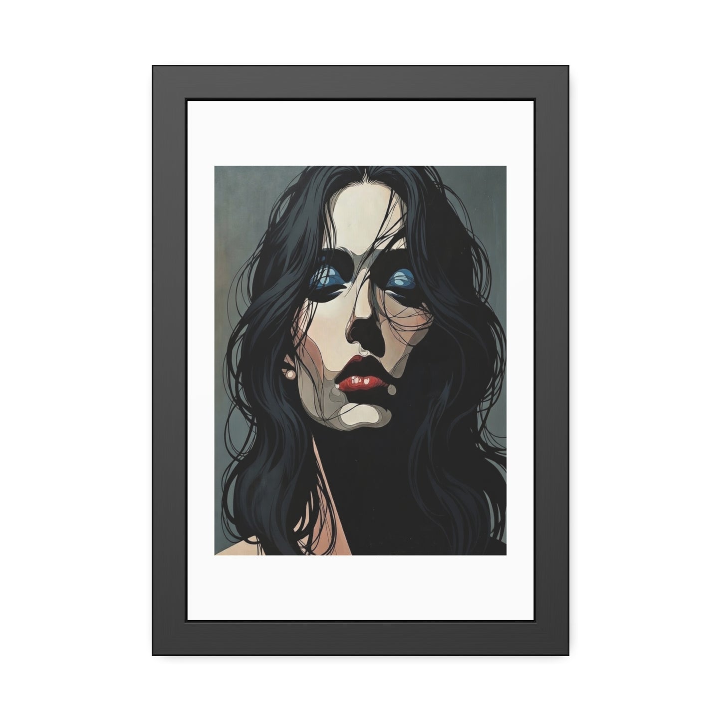 Framed Poster — Moody Portrait Art Print (Dark Feminine Wall Decor)