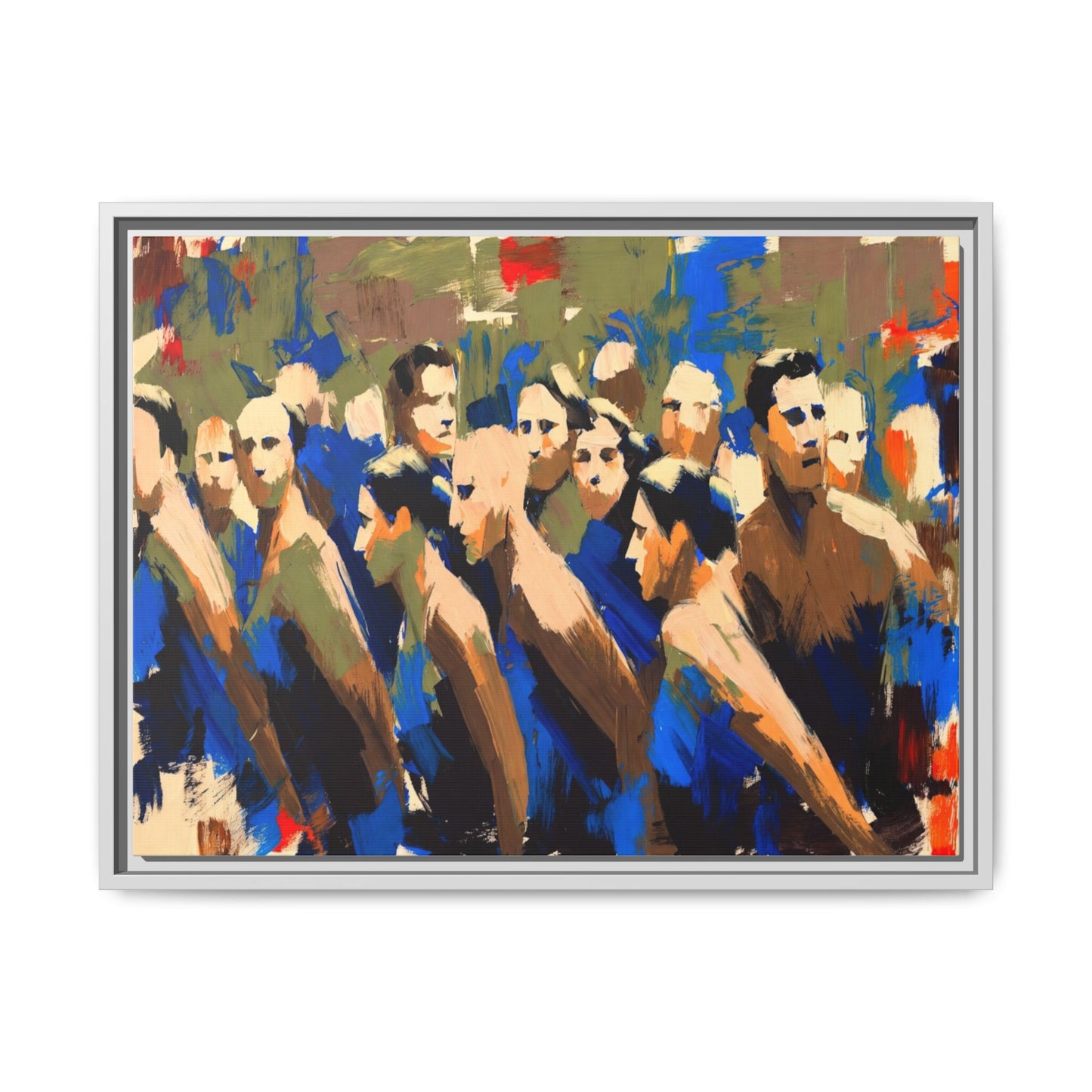 Abstract Crowd Matte Canvas Print — Framed Multi-Color Wall Art