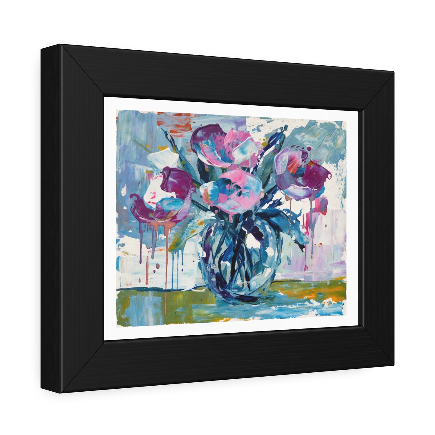 Framed Floral Art Print — Colorful Abstract Vase Poster