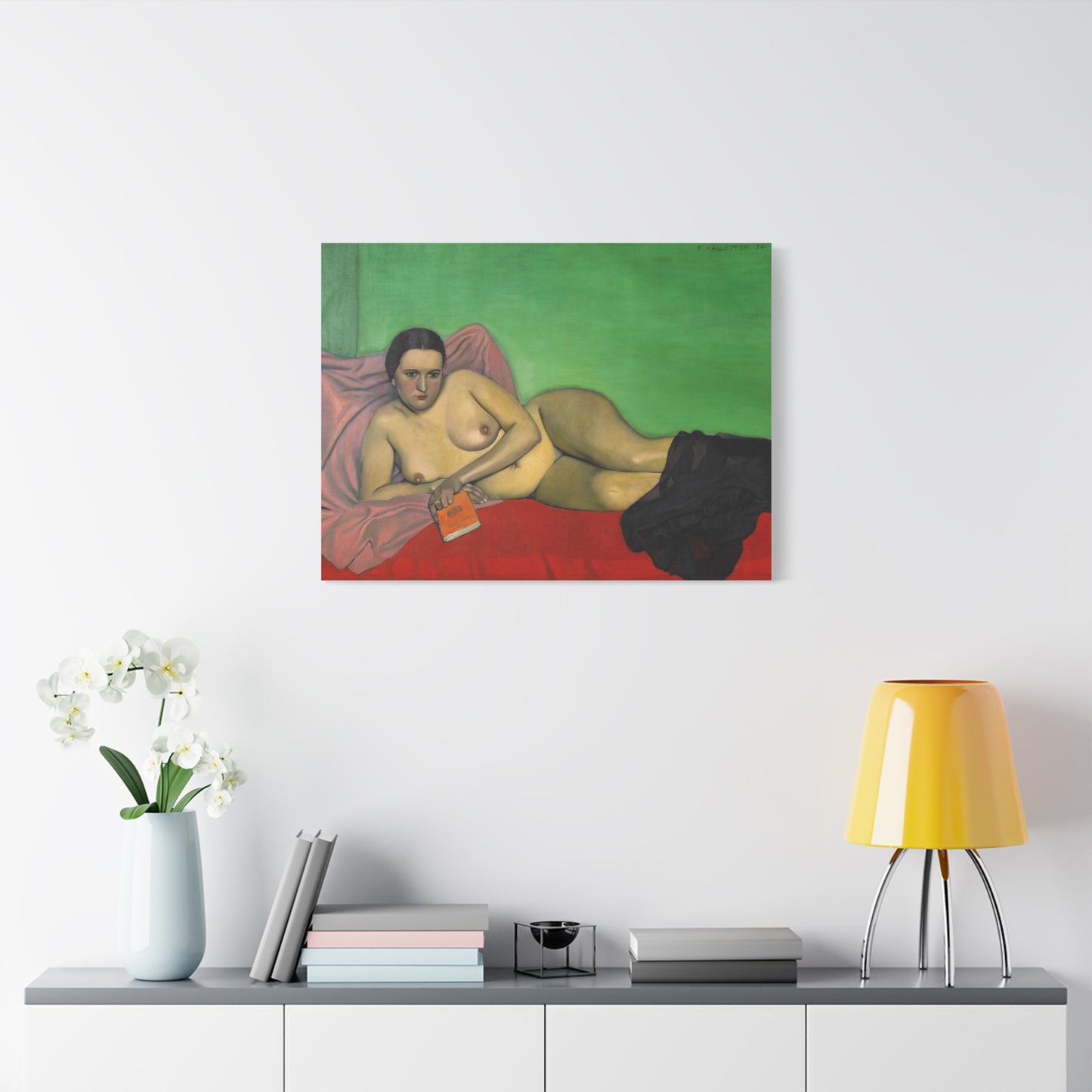 Femme nue tenant un livre by Félix Vallotton Matte Canvas Wall Art Print