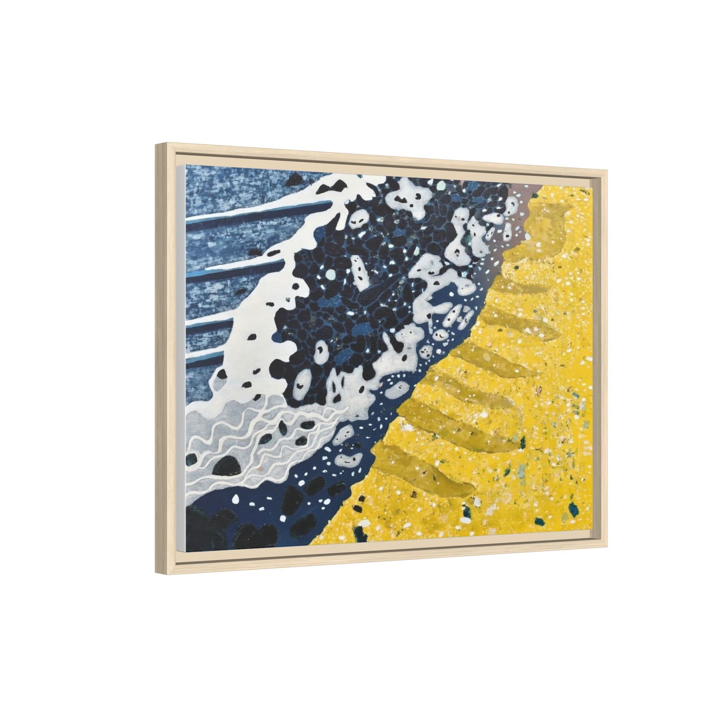 Framed Abstract Ocean & Sand Matte Canvas Print