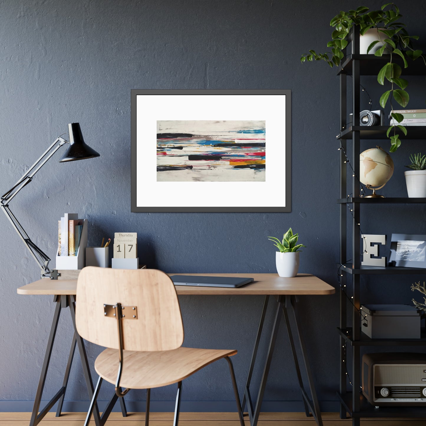 Abstract Color Stripe Framed Poster - Modern Minimalist Wall Art