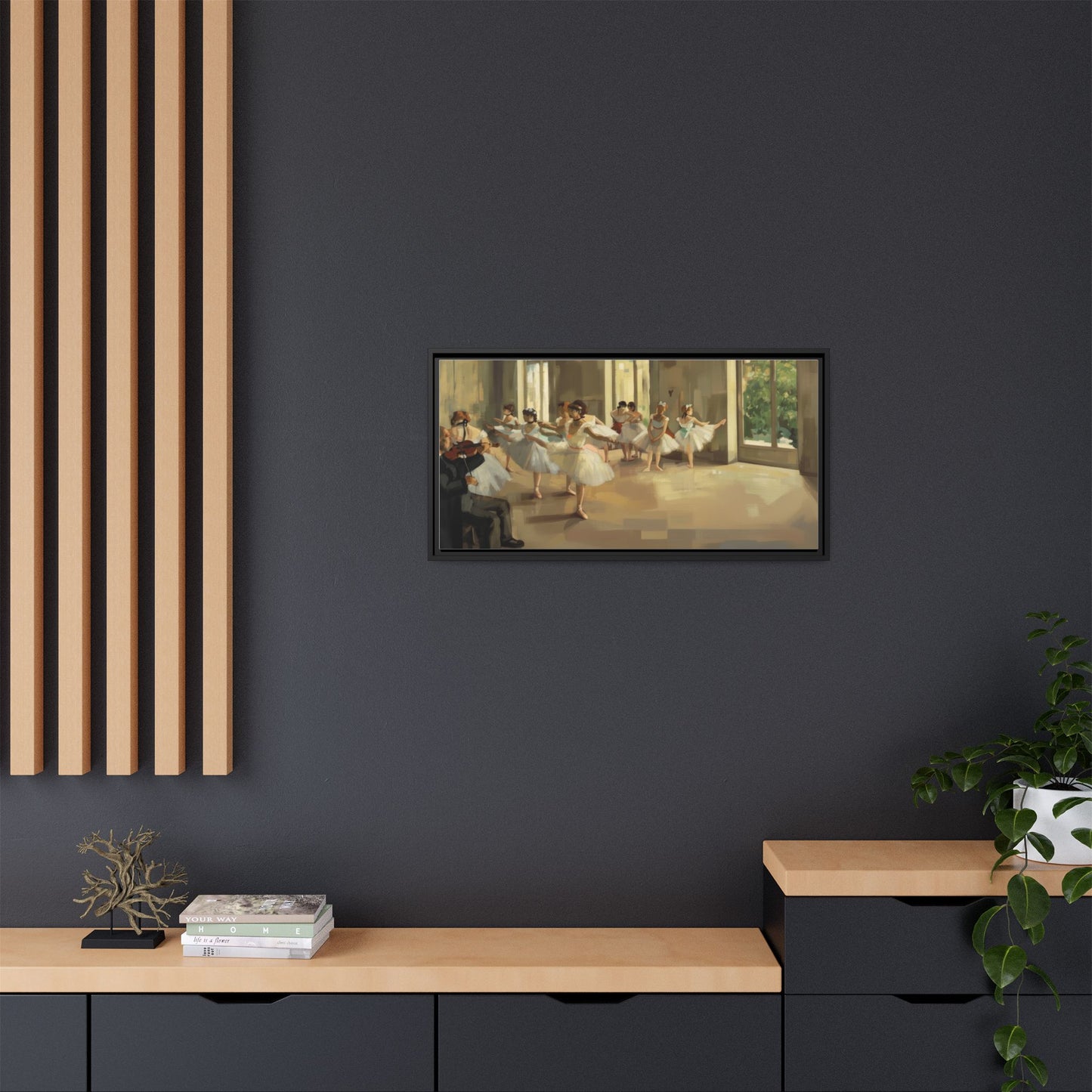 Framed Matte Canvas Print — Ballet Class Scene (Impressionist Dancers)