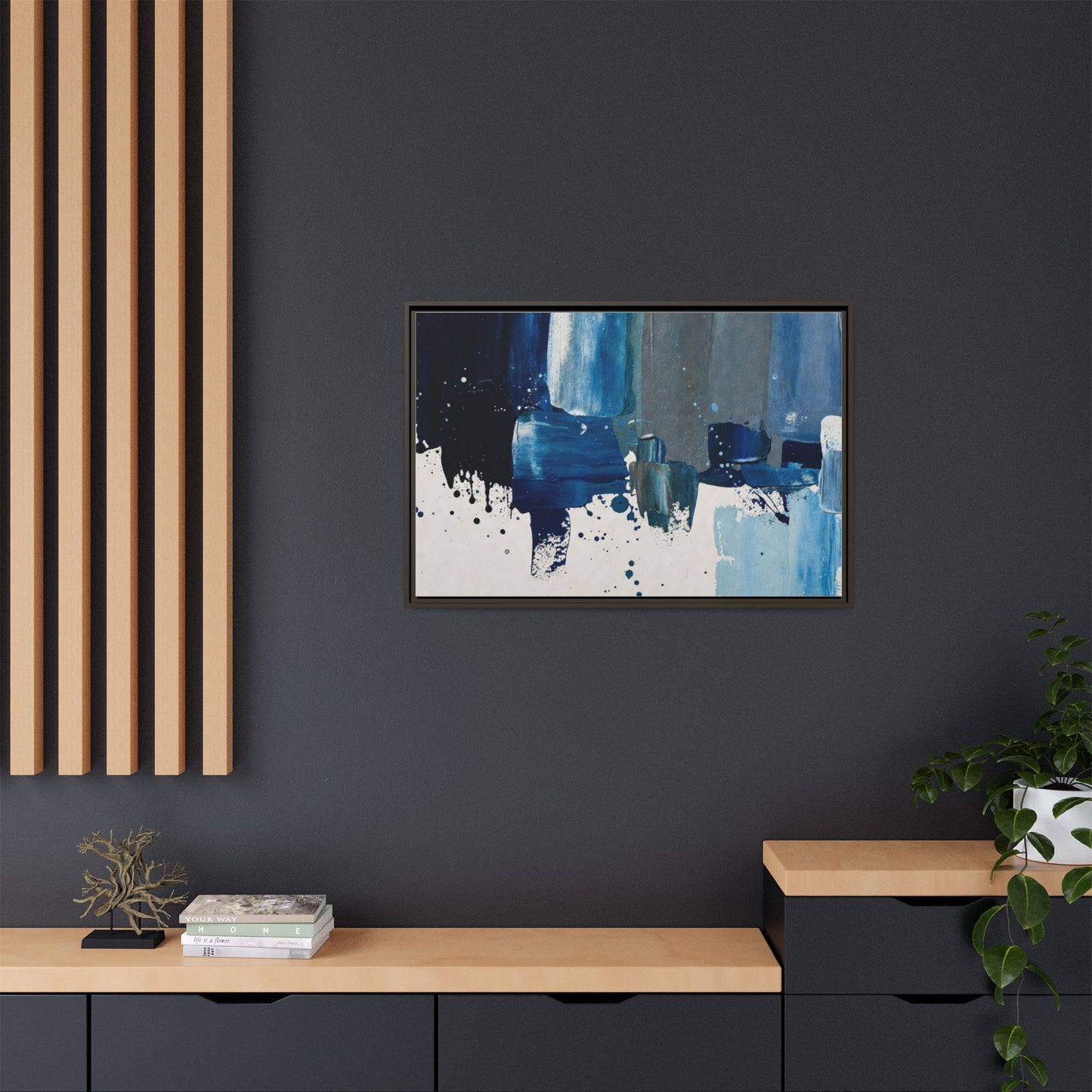 Abstract Blue Ocean Matte Canvas Framed Wall Art