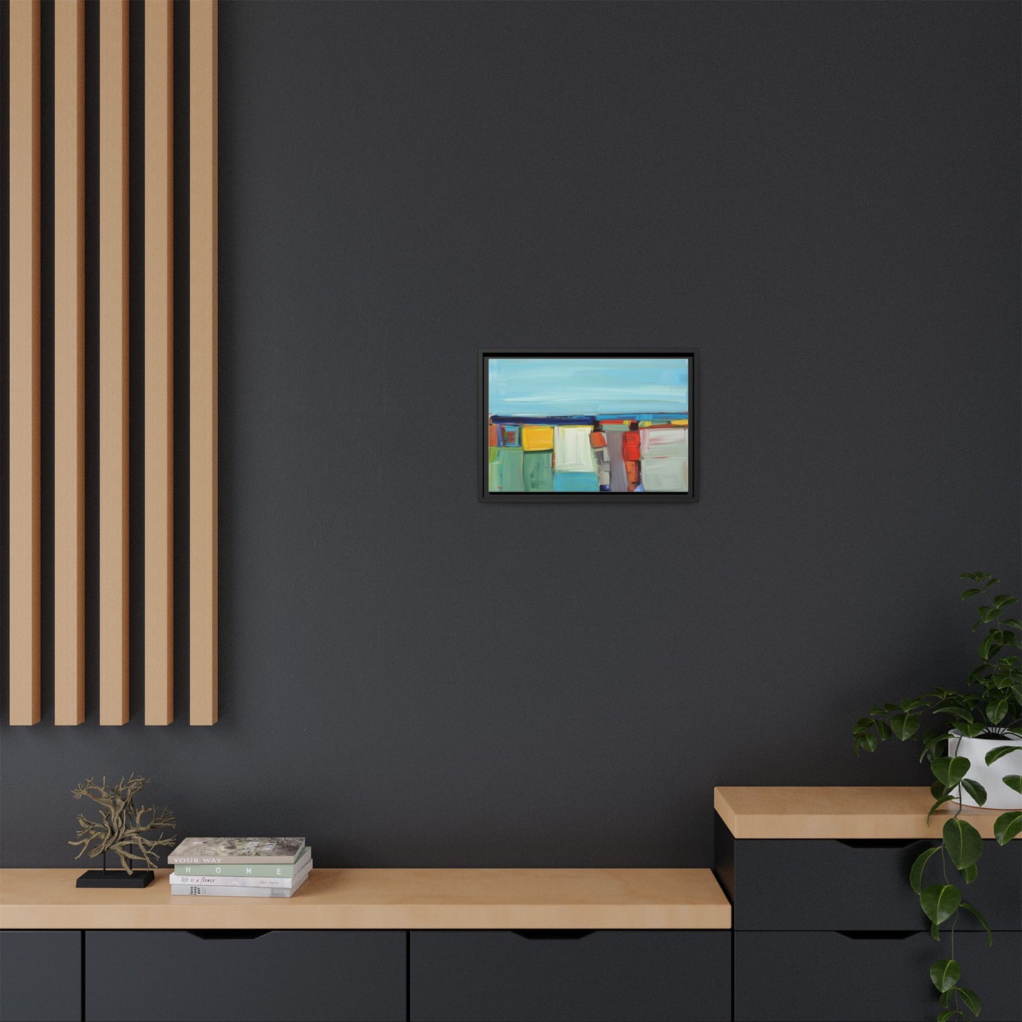 Abstract Coastal Blocks Matte Canvas Print (Framed)