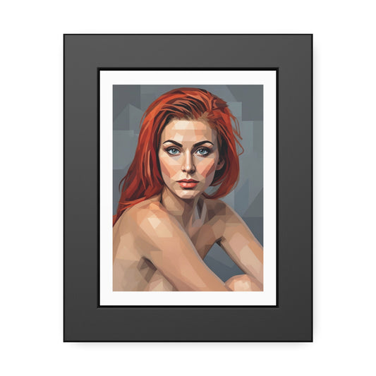Framed Poster — Geometric Redhead Portrait Art Print