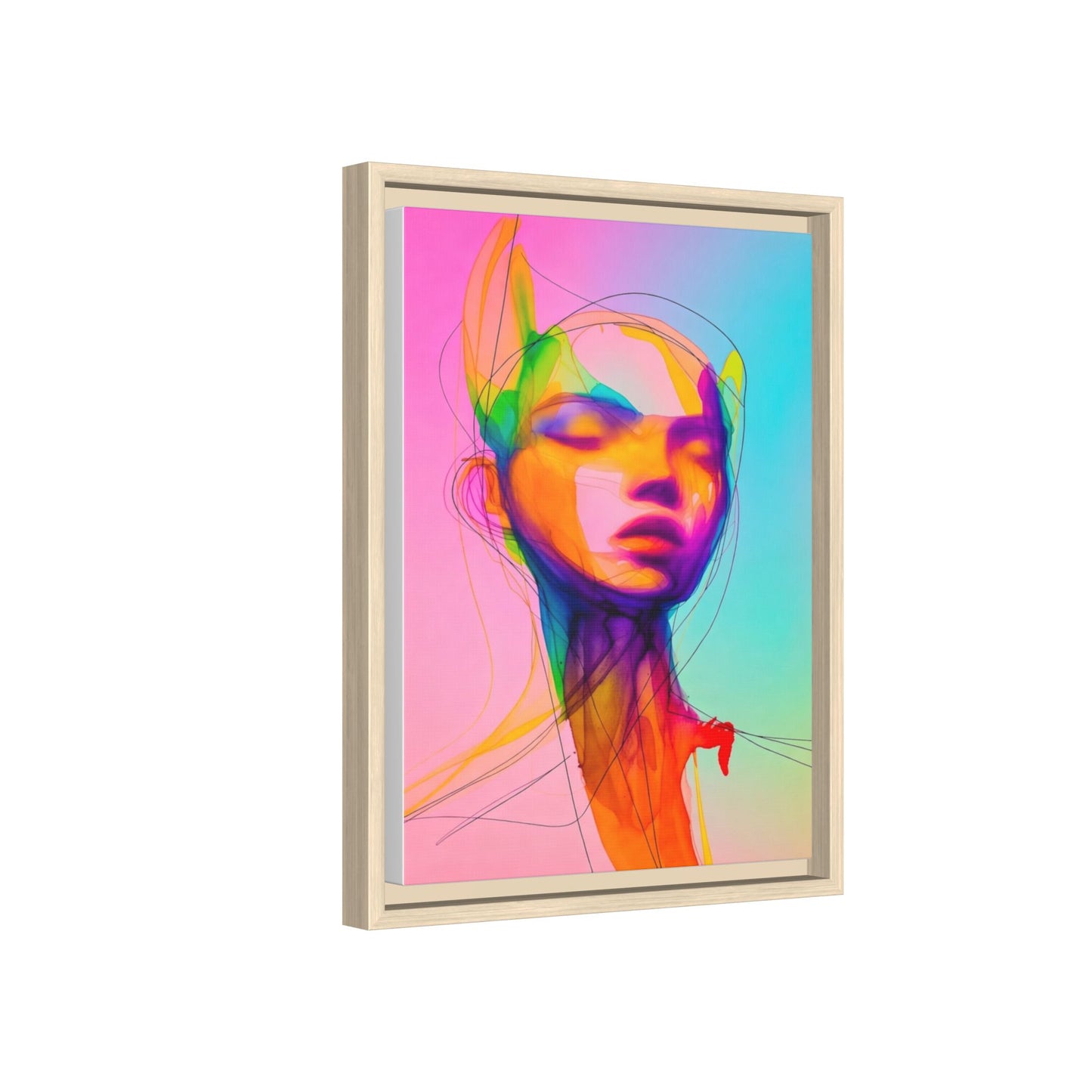 Framed Matte Canvas Art — Vibrant Abstract Portrait Wall Print