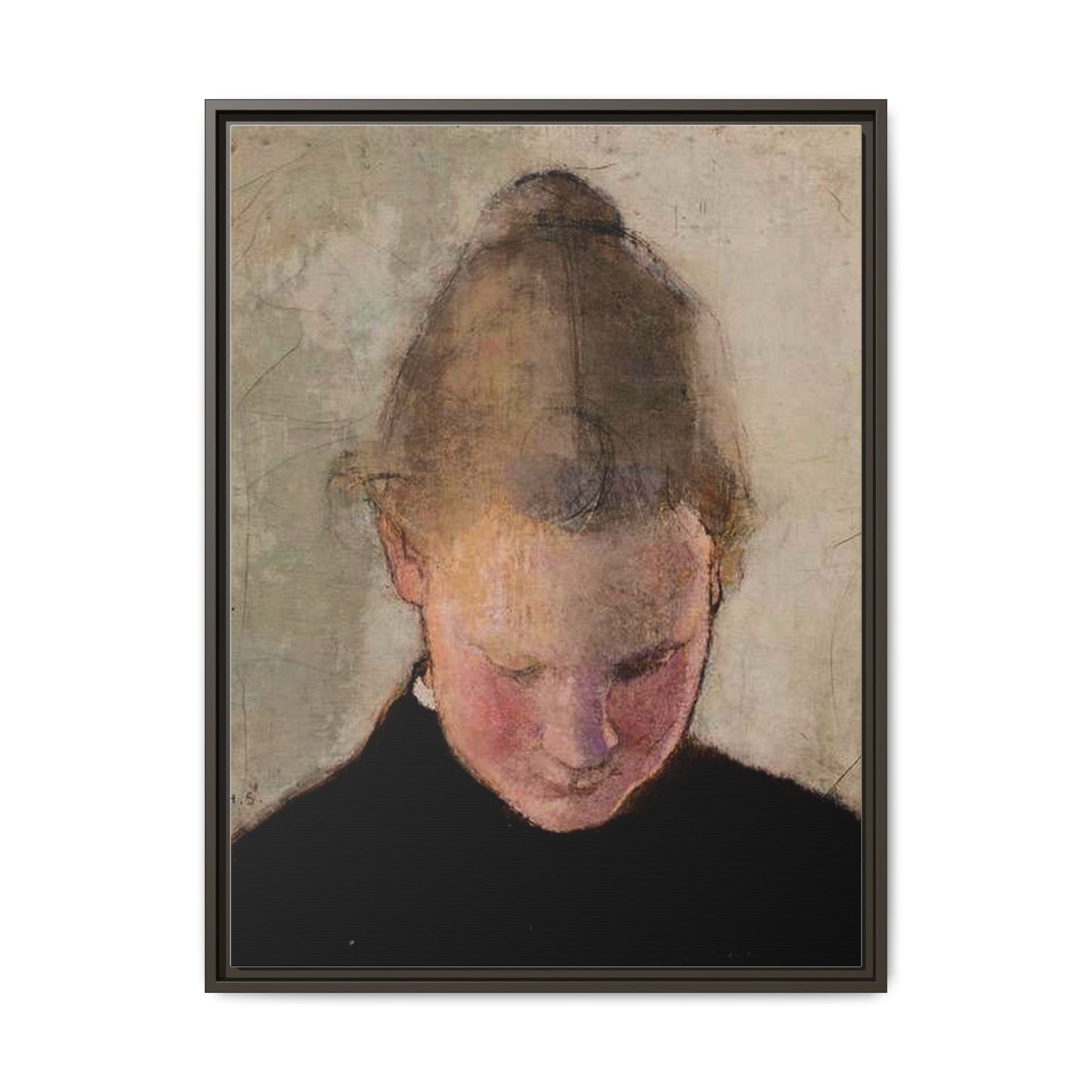 Lukeva tytto by Helena Schjerfbeck Framed Matte Canvas Art Print