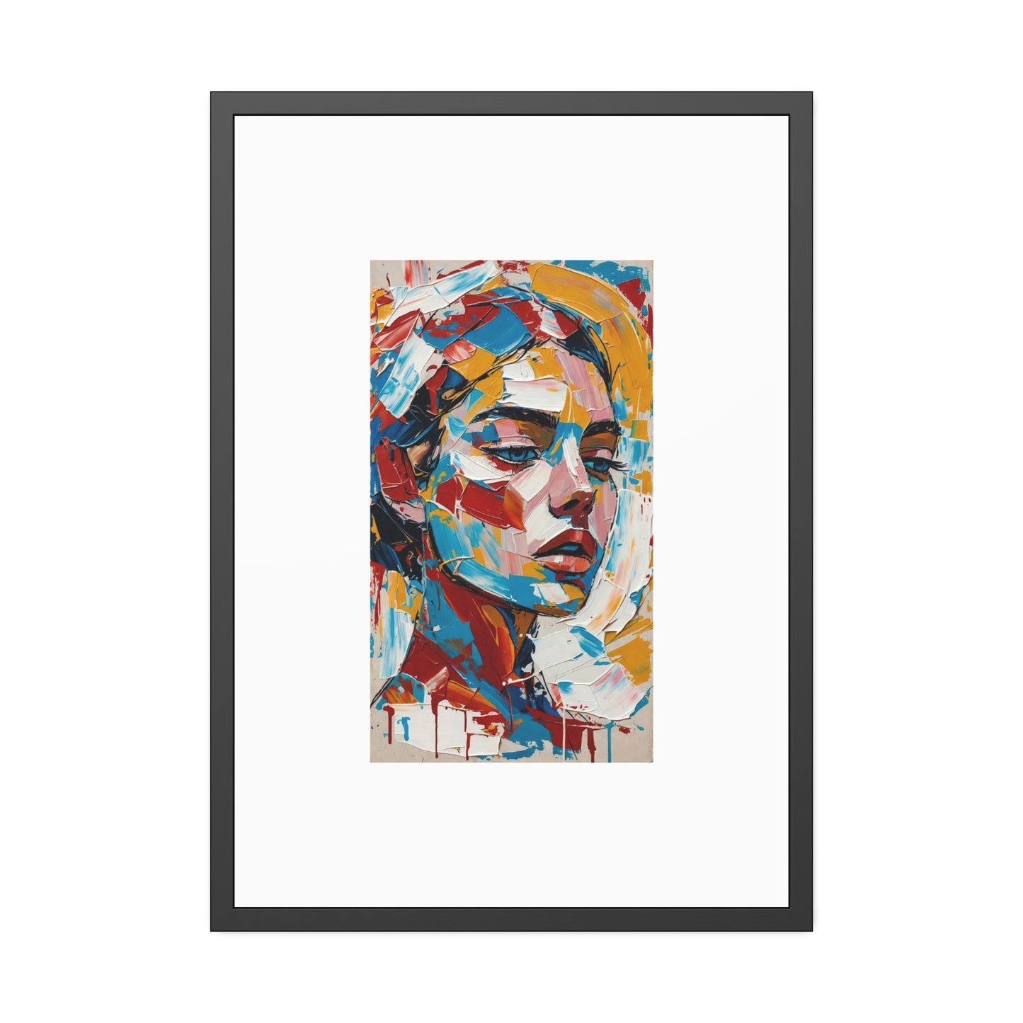 Abstract Colorful Portrait Framed Paper Poster – Modern Art Print for Home & Office