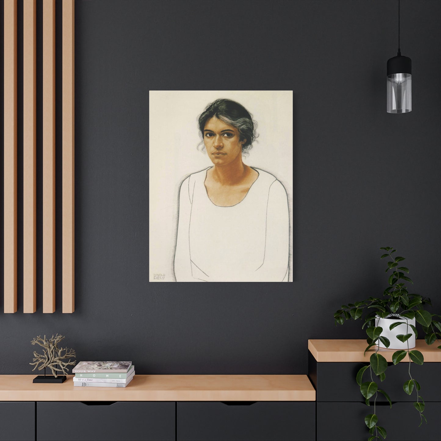 Portrait of a Woman by Winold Reiss Canvas Print – Matte Stretched Wall Art