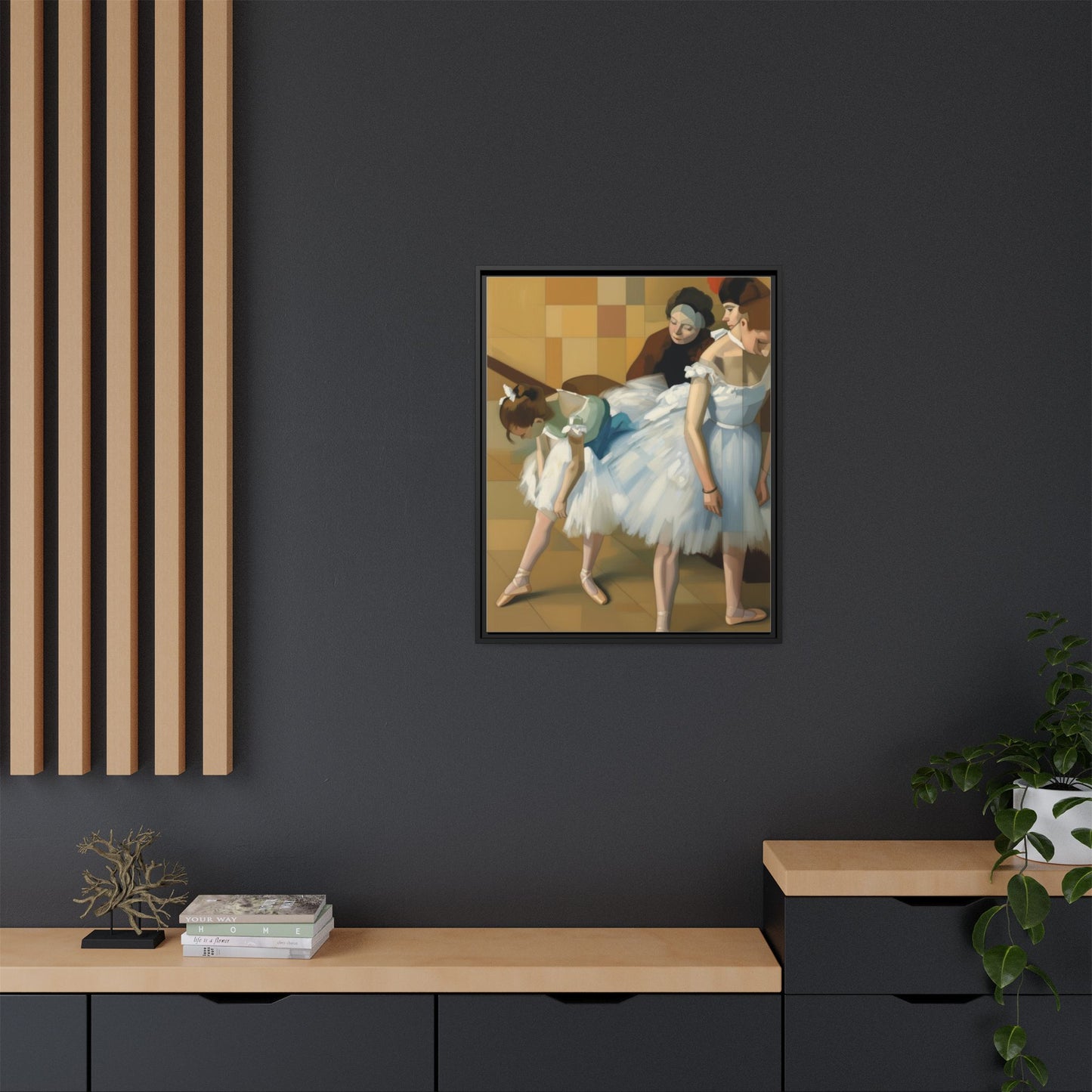 Ballet Dancers Matte Framed Canvas – Impressionist Dance Wall Art