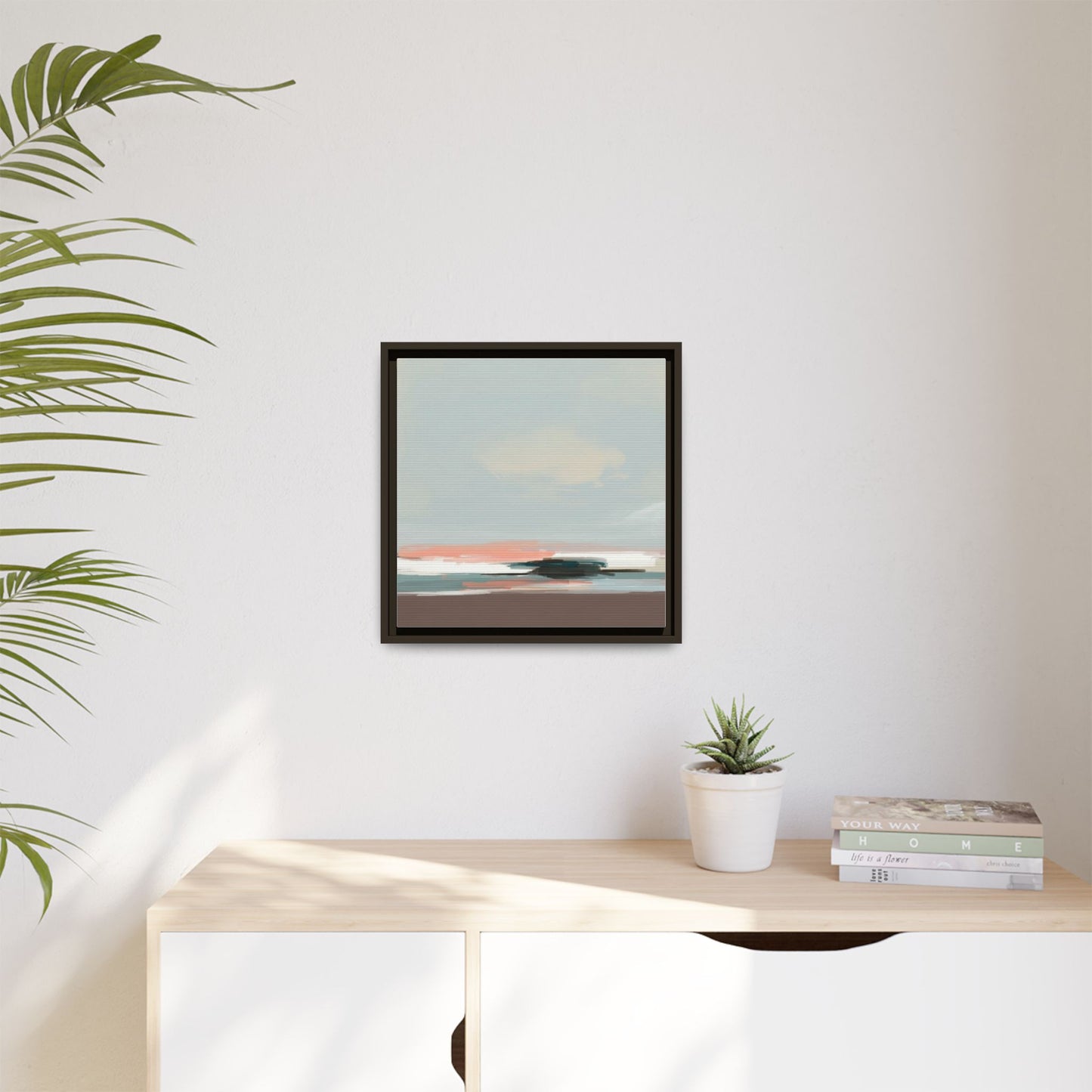 Framed Matte Canvas Print — Soft Coastal Abstract Landscape