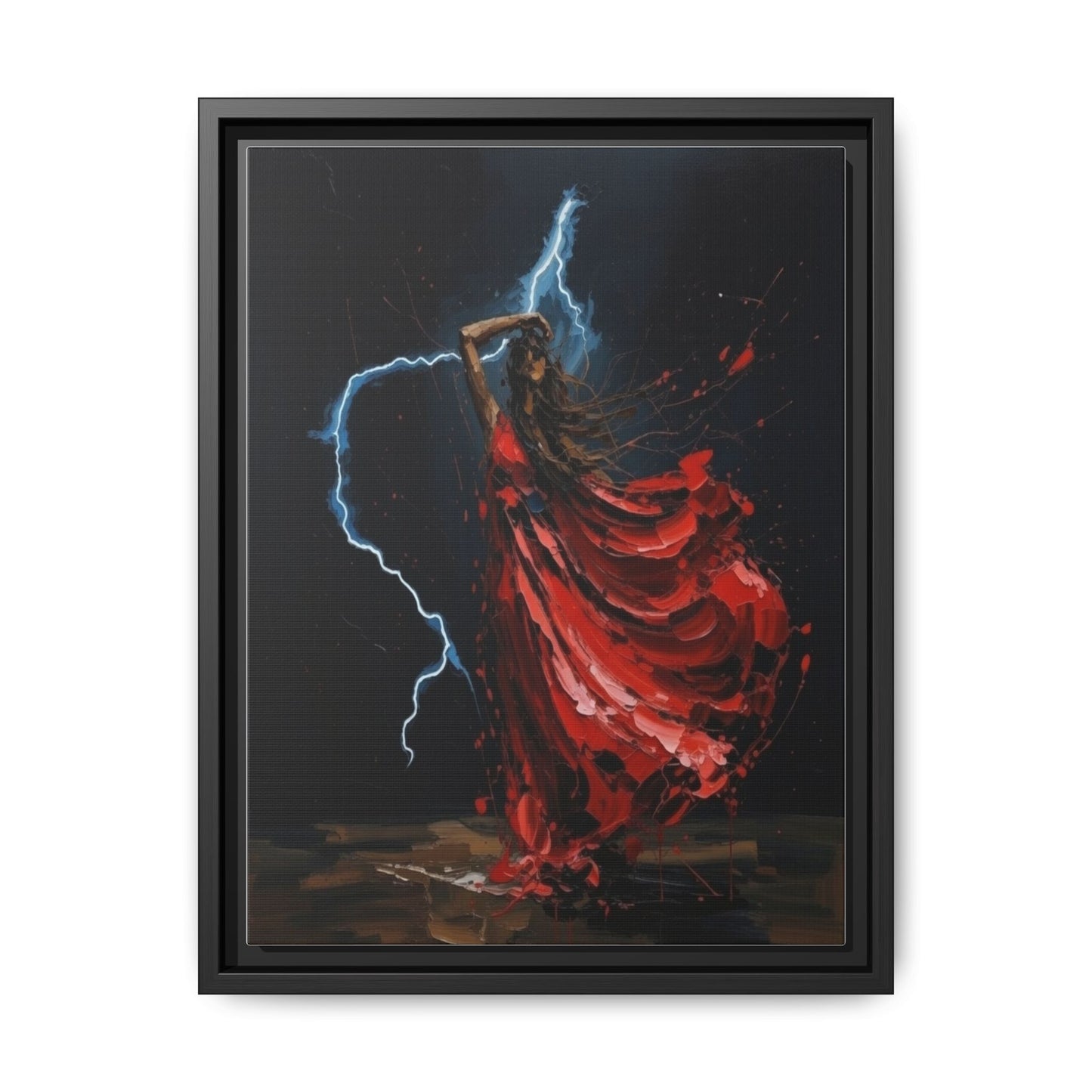Framed Matte Canvas Print — Red Dancer Lightning Art