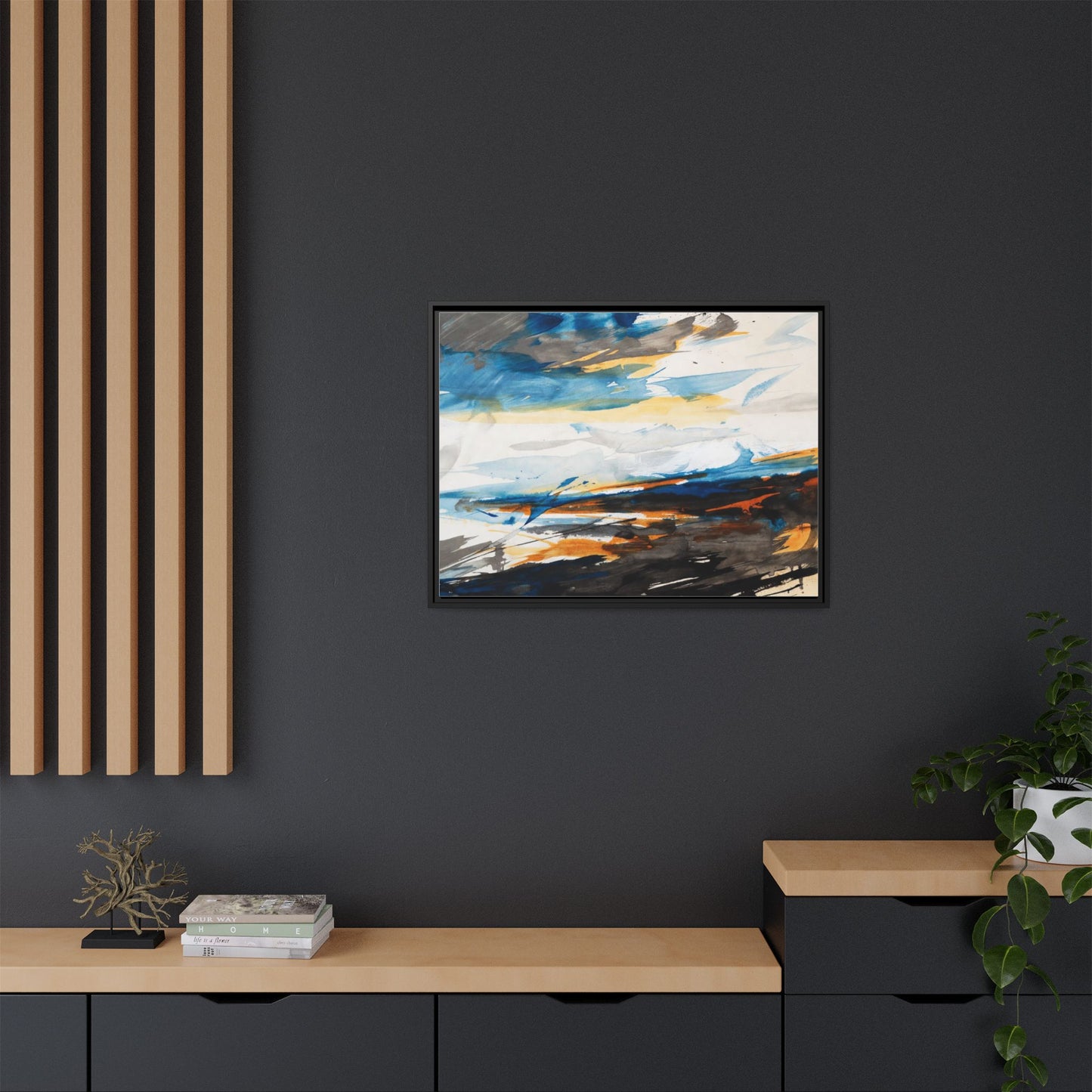 Abstract Coastal Waves Matte Canvas Framed Wall Art