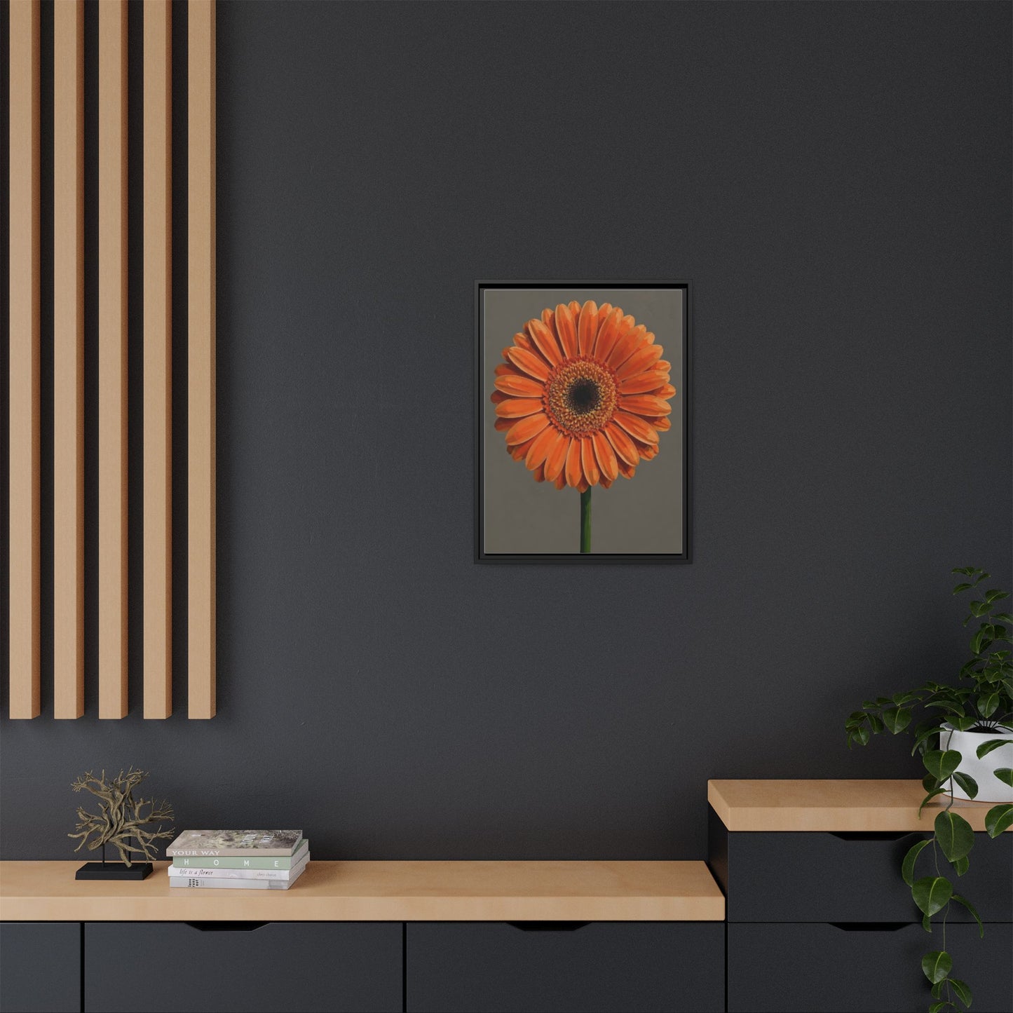 Orange Gerbera Daisy Matte Canvas Print (Framed)