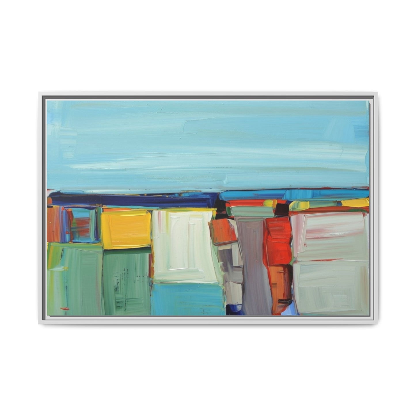 Abstract Coastal Blocks Matte Canvas Print (Framed)