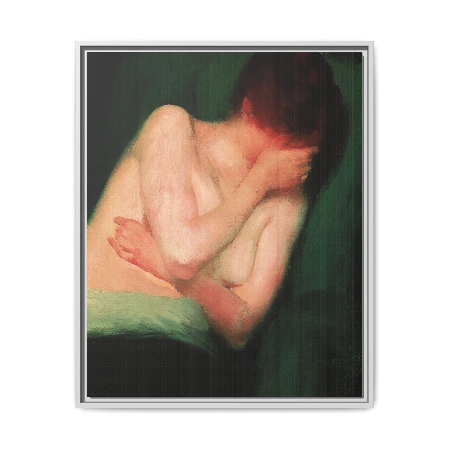 Female Nude by János Vaszary Framed Matte Canvas Wall Art Print