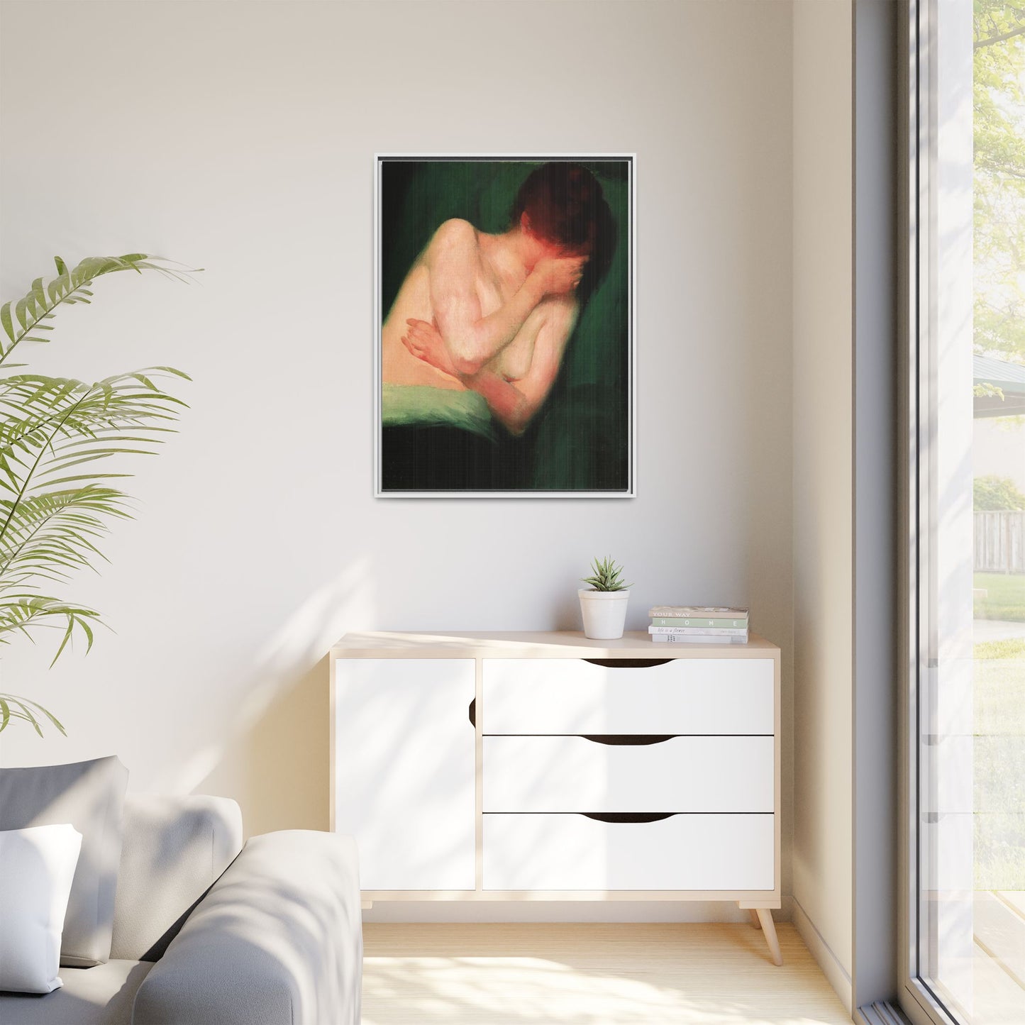 Female Nude by János Vaszary Framed Matte Canvas Wall Art Print