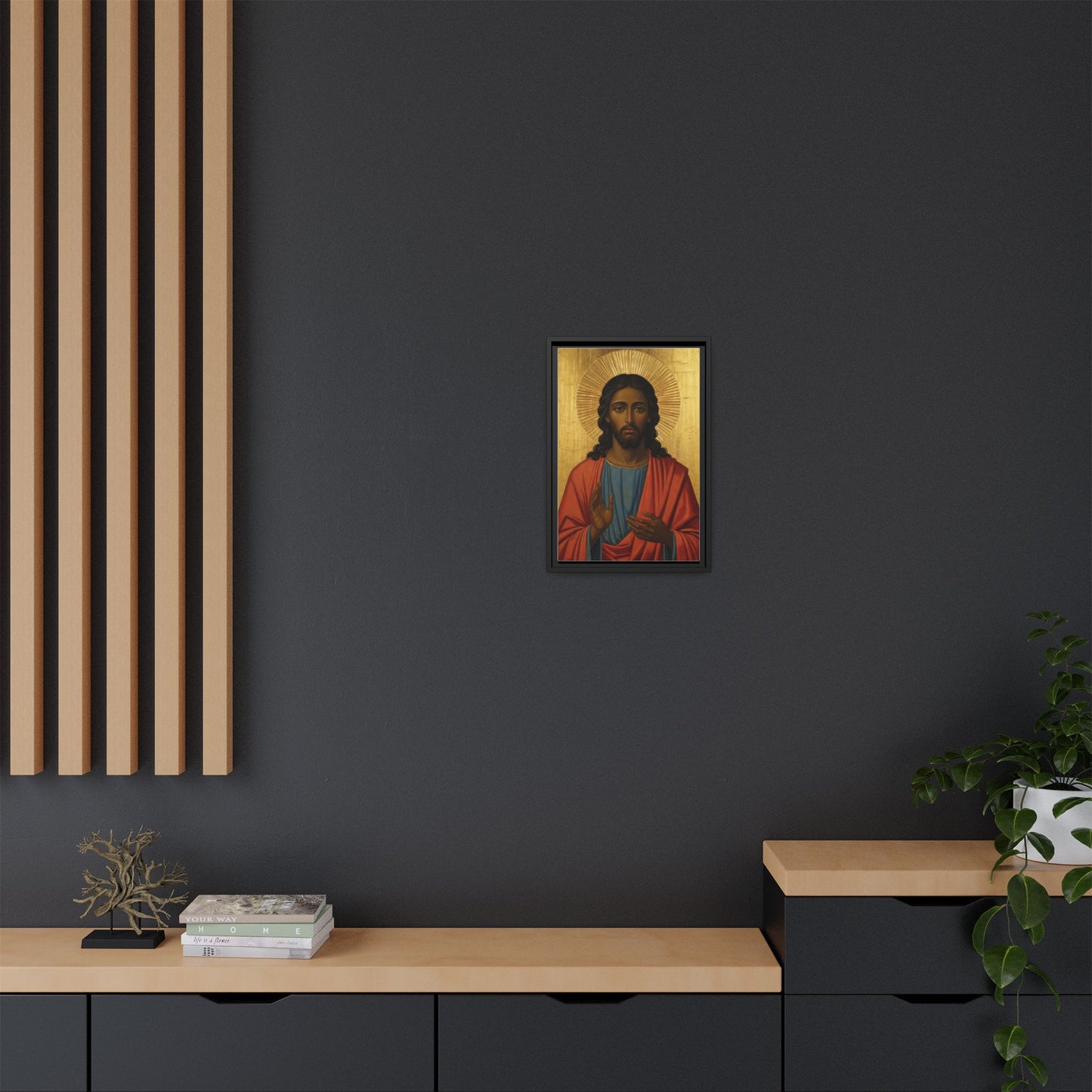 Framed Orthodox Christ Icon Matte Canvas — Religious Wall Art for Home, Church, or Prayer Corner