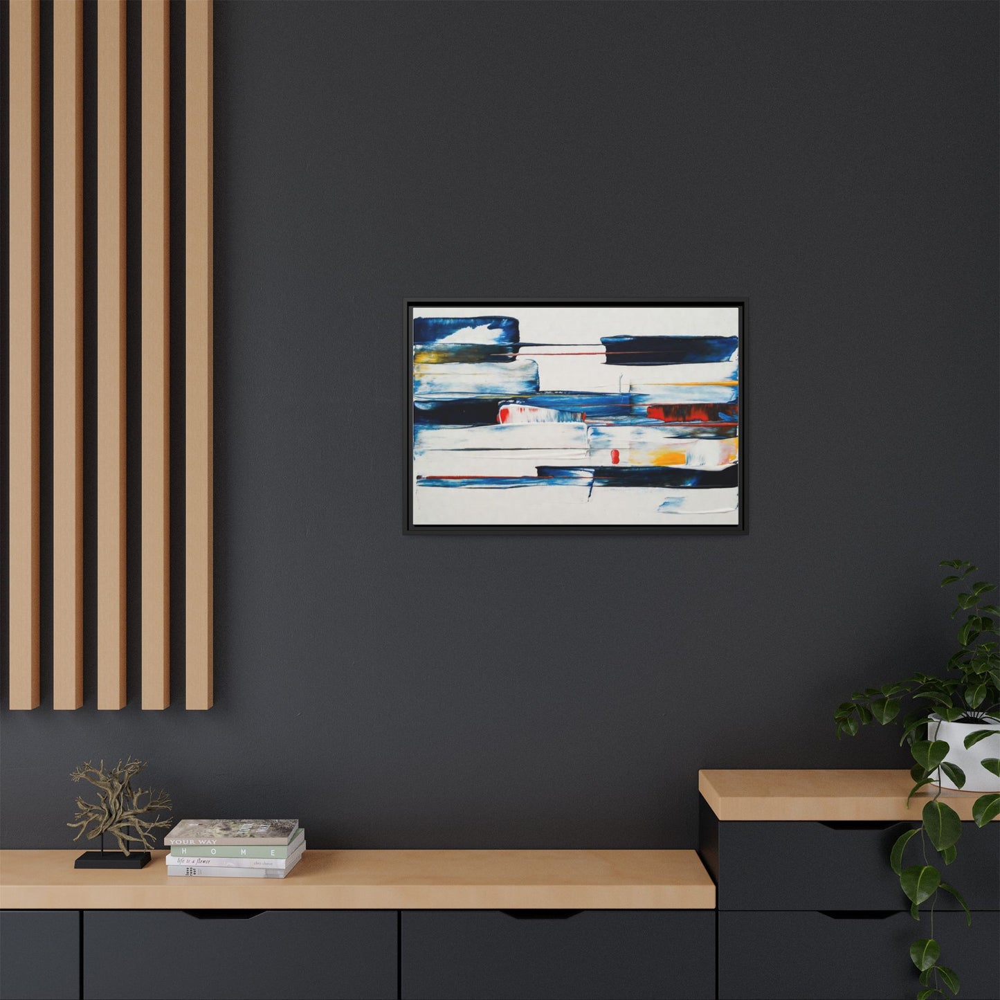 Abstract Coastal Brushstrokes Framed Canvas Print