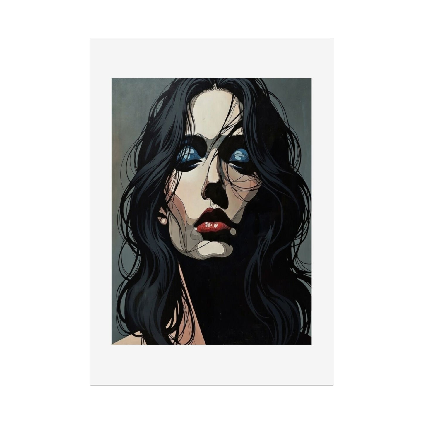 Rolled Poster — Moody Portrait Art Print (Dark Femme, Blue Eyeshadow)
