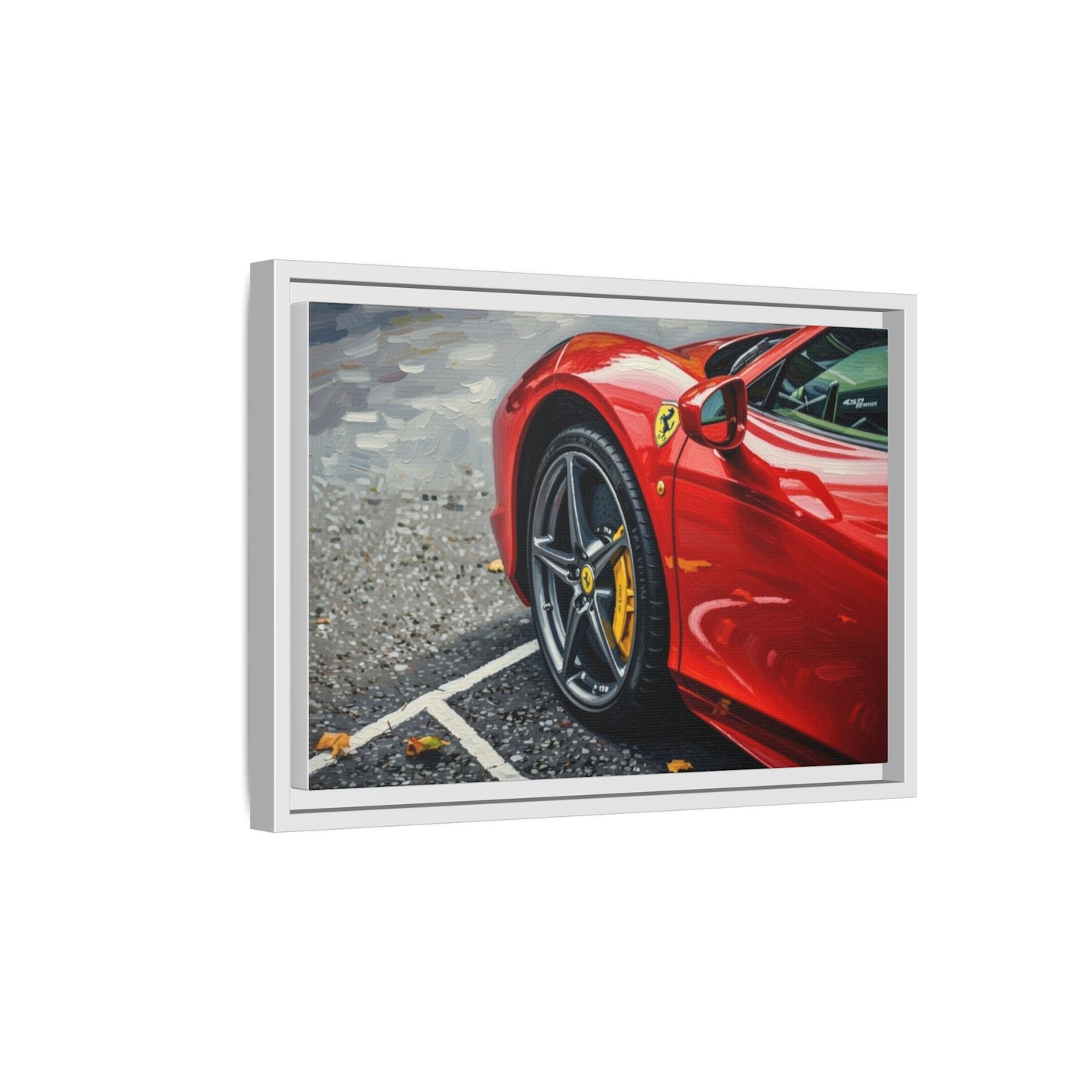 Framed Matte Canvas: Red Sports Car Close-Up Art Print
